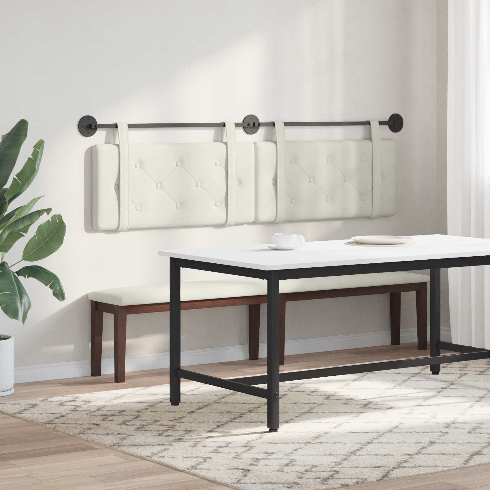 Tête de lit suspendue Crème 190 x 55 x 5 cm Velours - XIOS