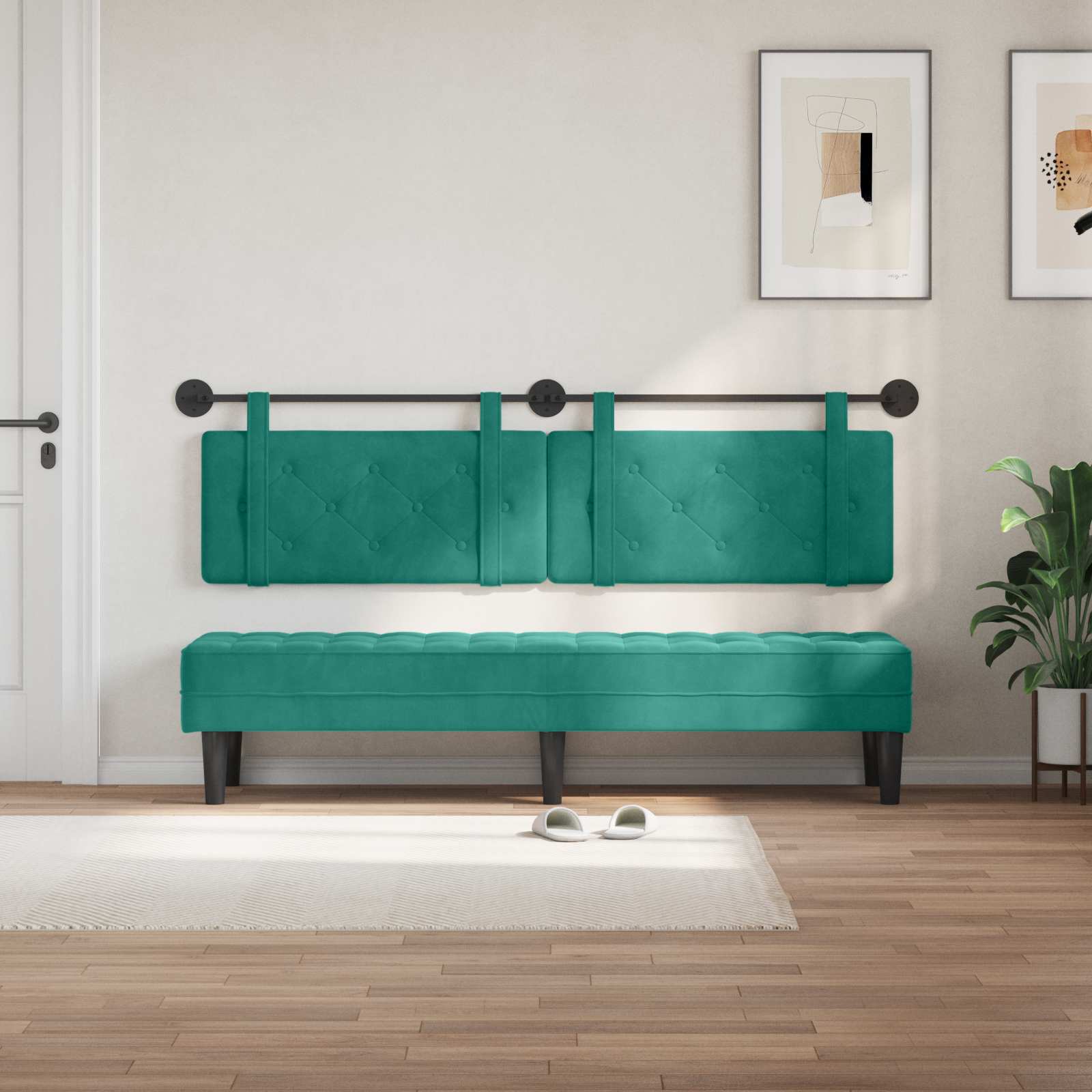 Tête de lit suspendue Turquoise Velours - XIOS