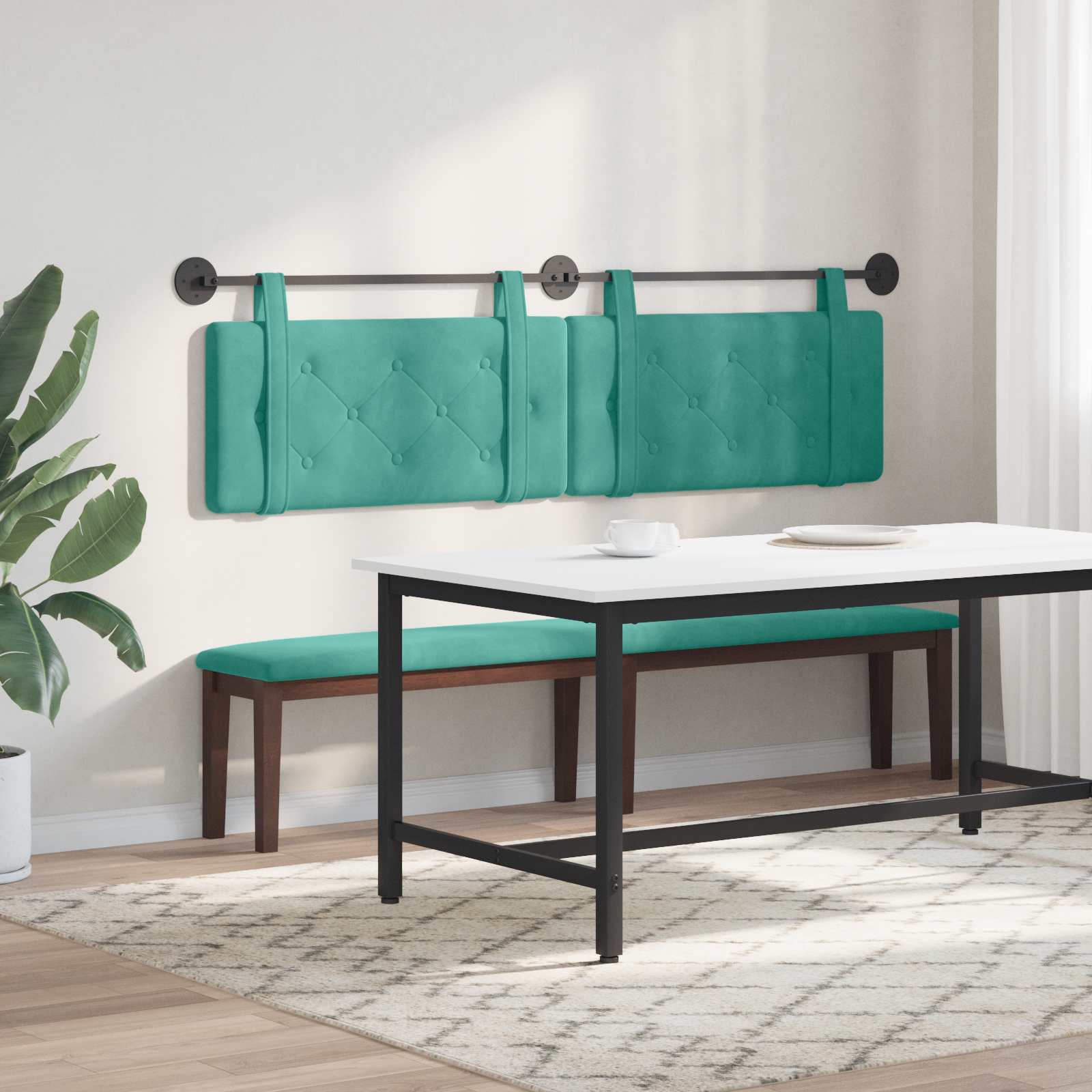Tête de lit suspendue Turquoise Velours - XIOS