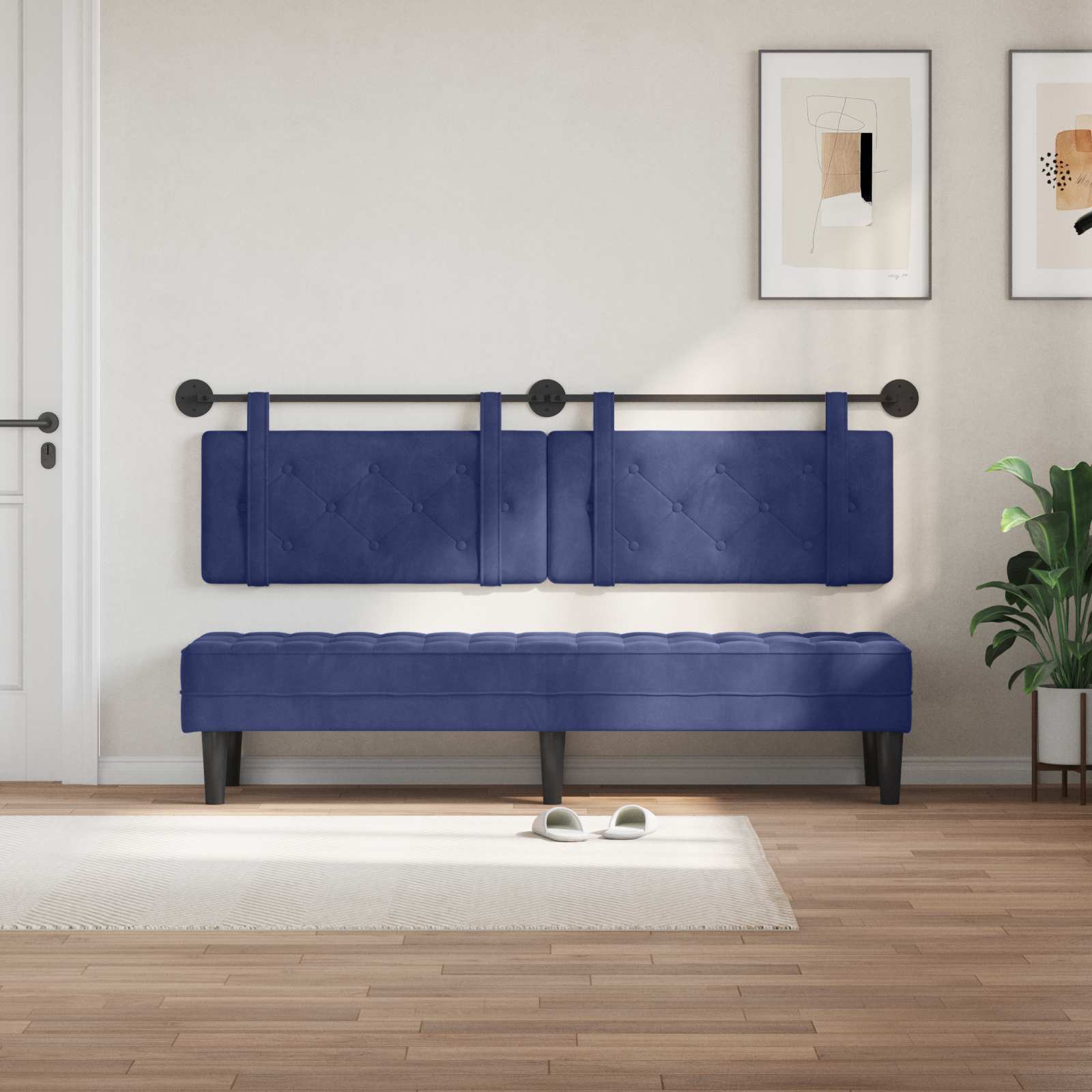 Tête de lit suspendue Bleu police Velours - XIOS