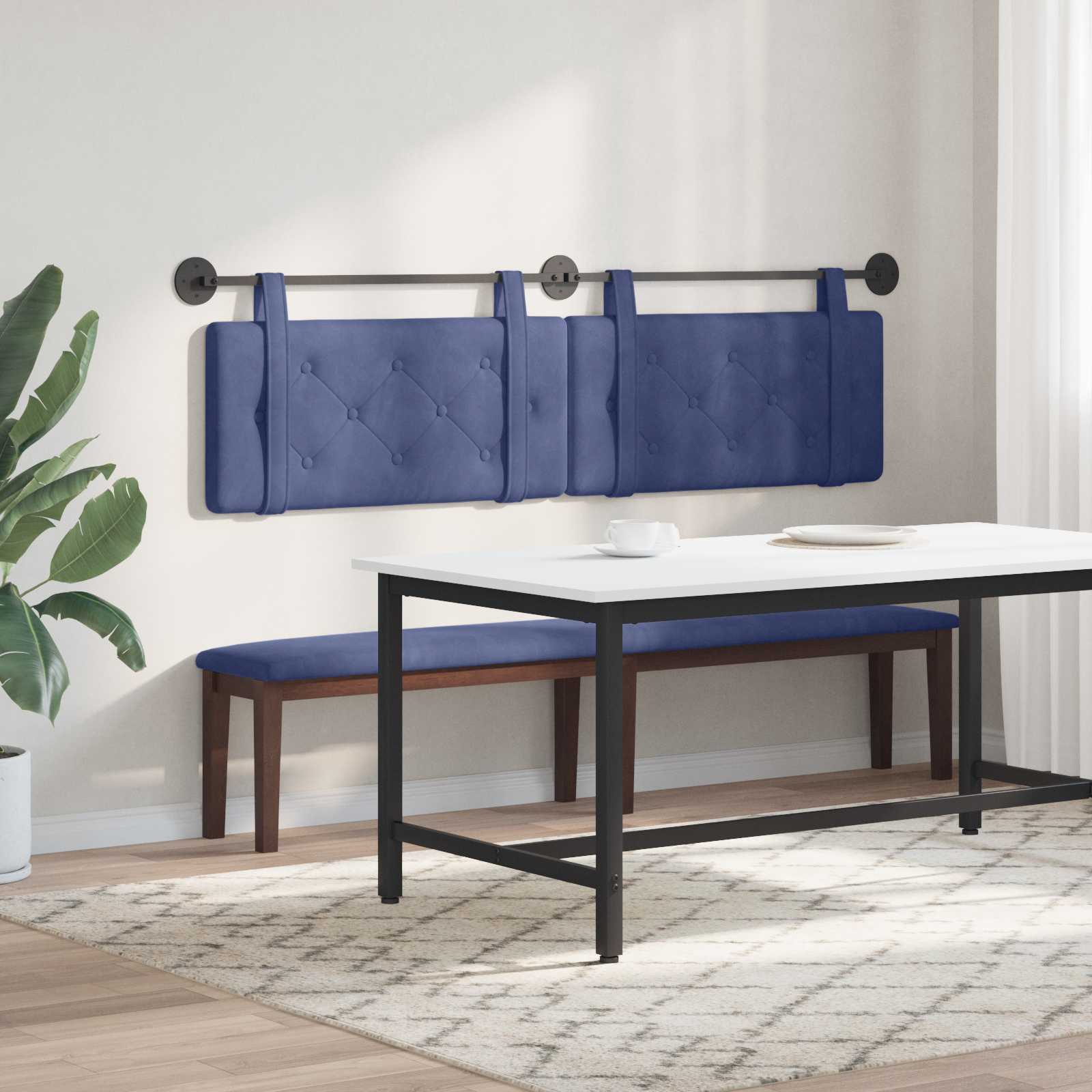 Tête de lit suspendue Bleu police Velours - XIOS