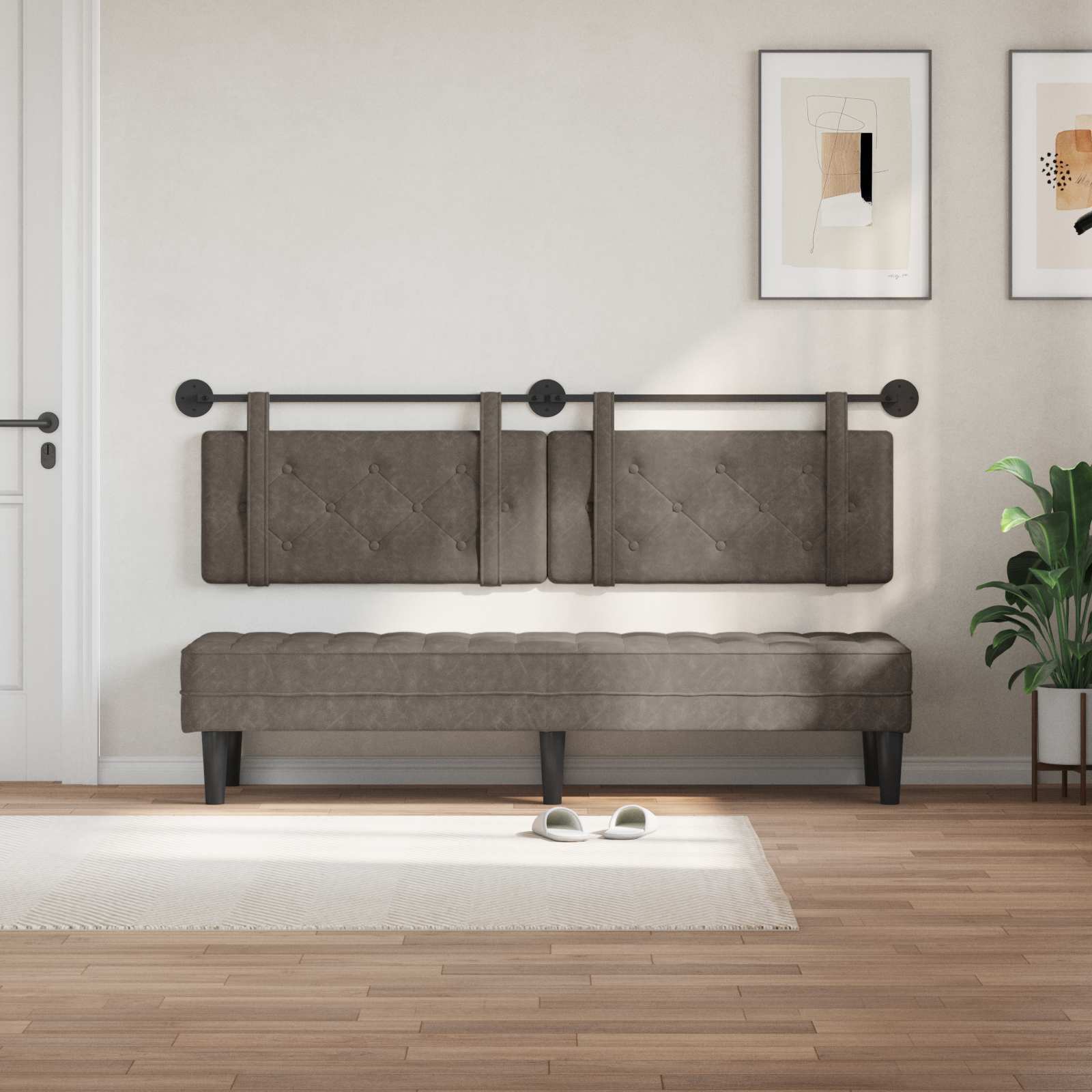 Tête de lit suspendue Gris 190 x 55 x 5 cm PU antique - XIOS