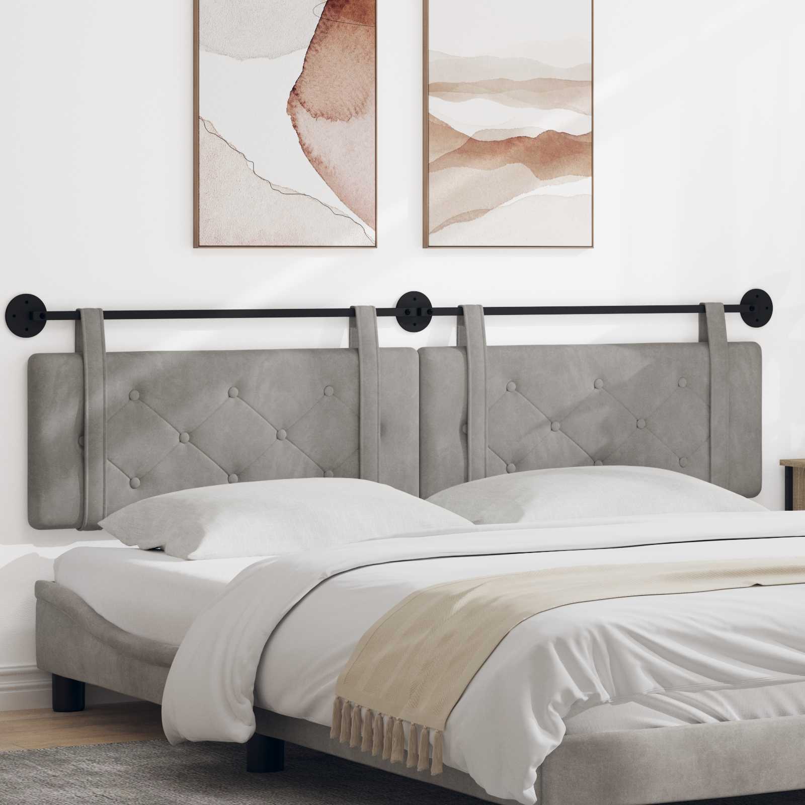 Tête de lit suspendue Gris clair 210 x 55 x 5 cm Velours - XIOS