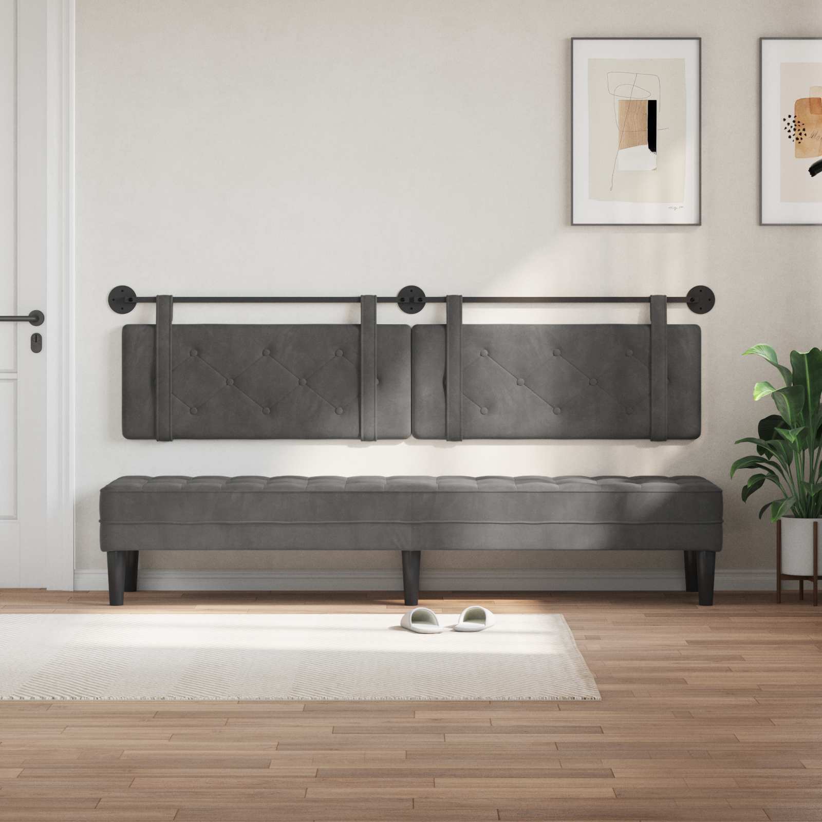 Tête de lit suspendue Gris foncé 210 x 55 x 5 cm Velours - XIOS