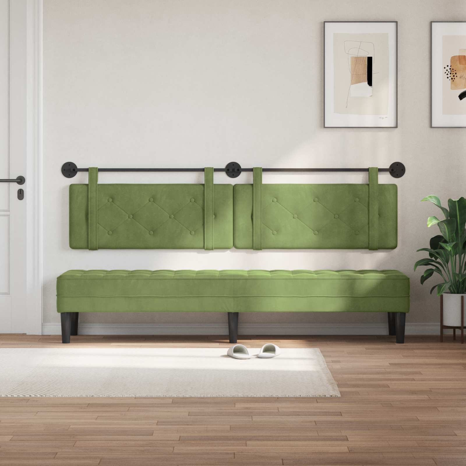 Tête de lit suspendue Vert clair 210 x 55 x 5 cm Velours - XIOS