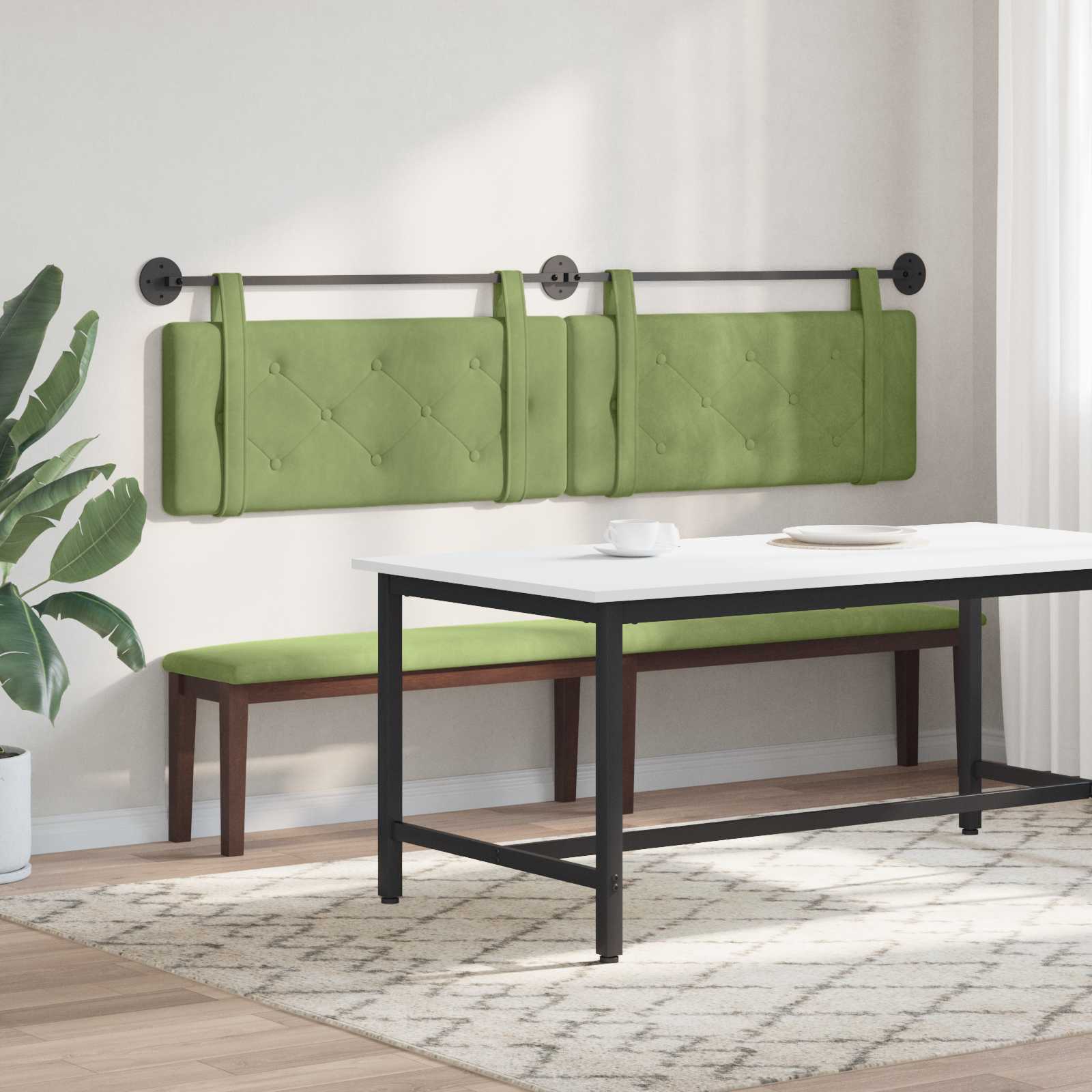 Tête de lit suspendue Vert clair 210 x 55 x 5 cm Velours - XIOS