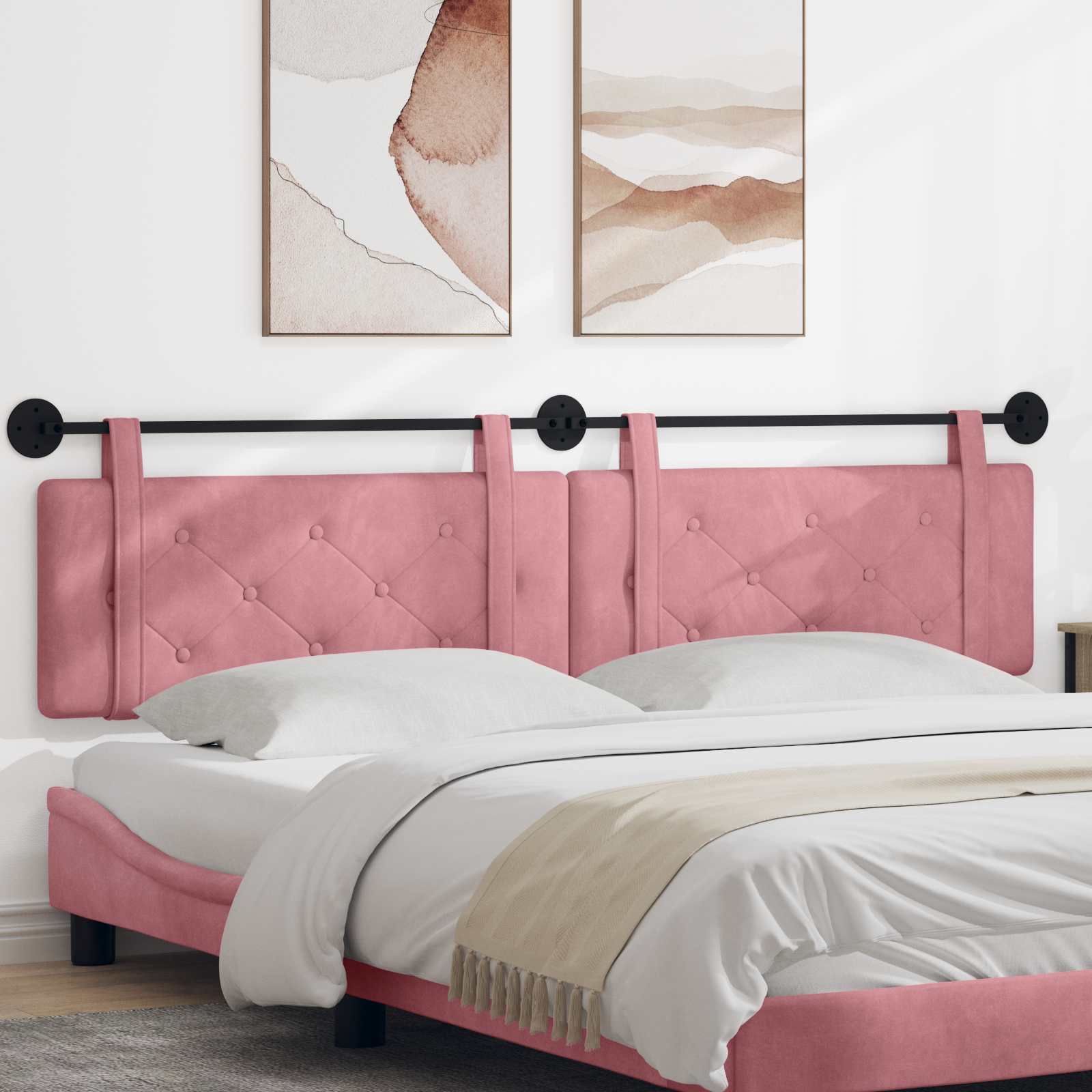 Tête de lit suspendue Rose 210 x 55 x 5 cm Velours - XIOS