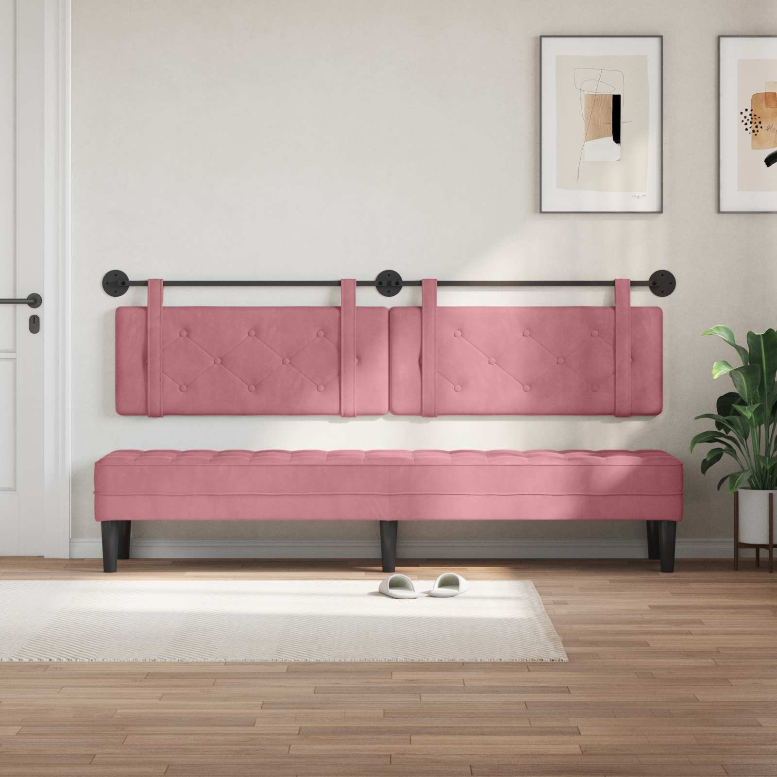 Tête de lit suspendue Rose 210 x 55 x 5 cm Velours - XIOS