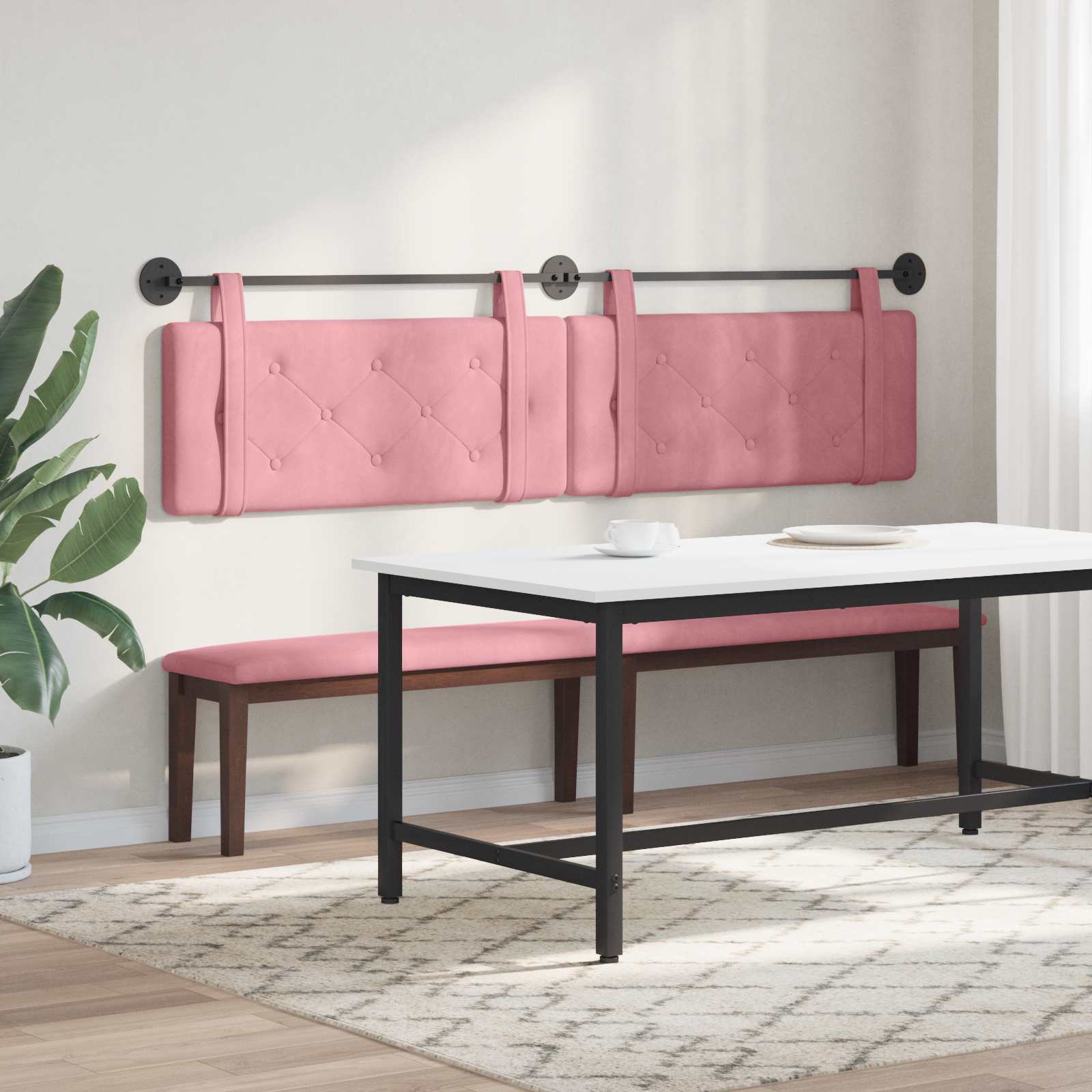 Tête de lit suspendue Rose 210 x 55 x 5 cm Velours - XIOS