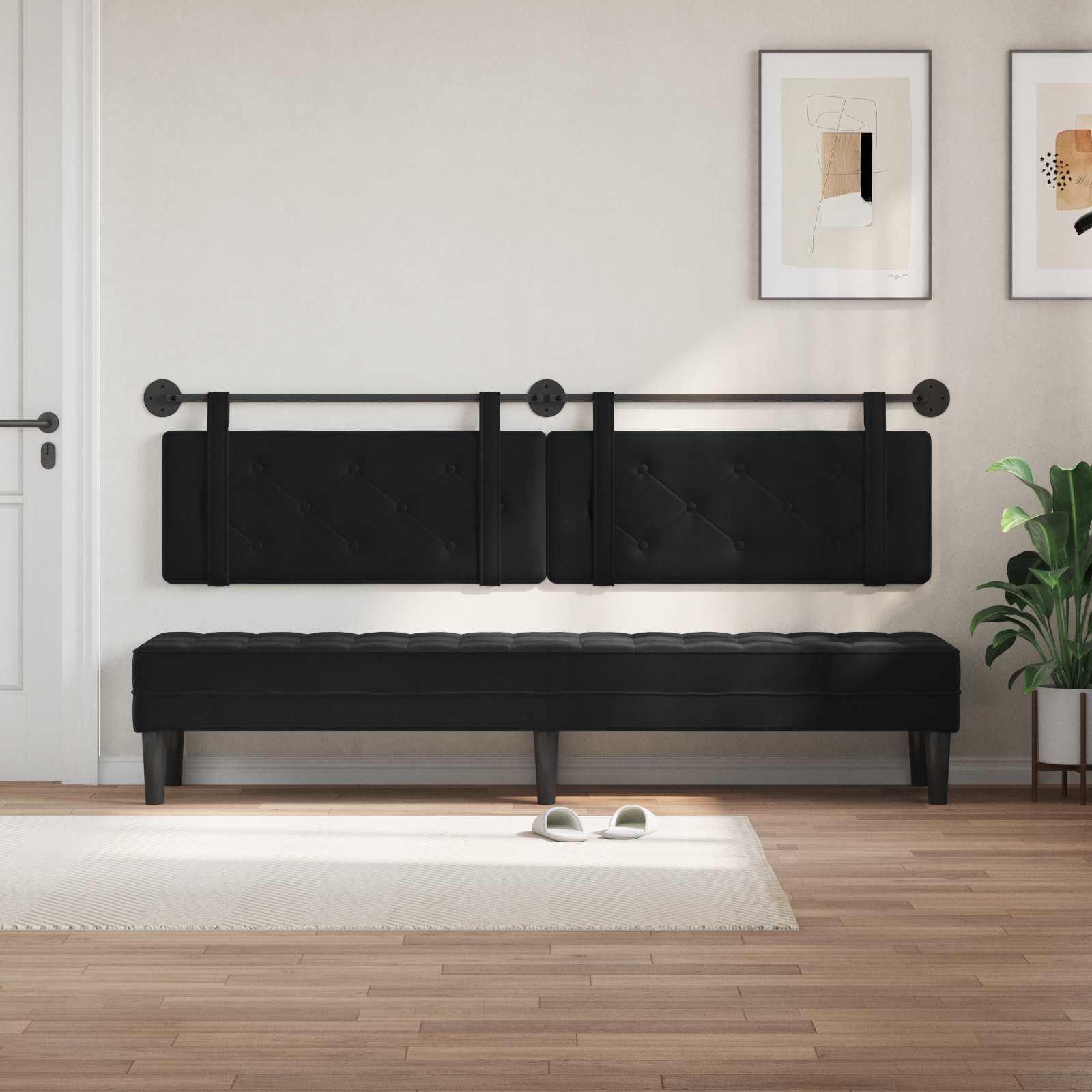 Tête de lit suspendue Noir 210 x 55 x 5 cm Velours - XIOS