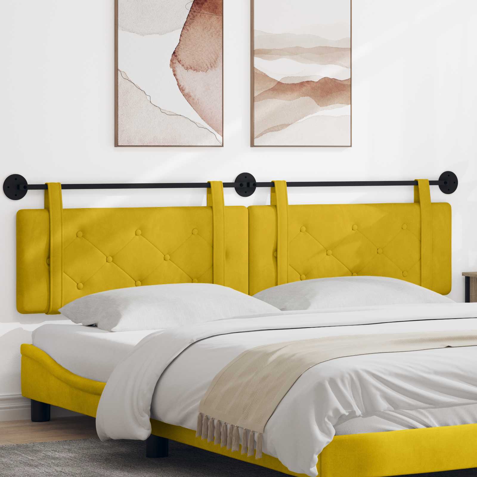 Tête de lit suspendue Jaune 210 x 55 x 5 cm Velours - XIOS