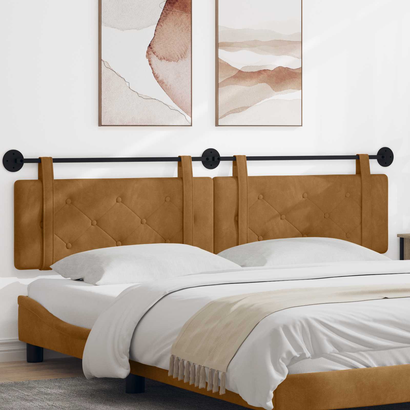 Tête de lit suspendue Marron 210 x 55 x 5 cm Velours - XIOS
