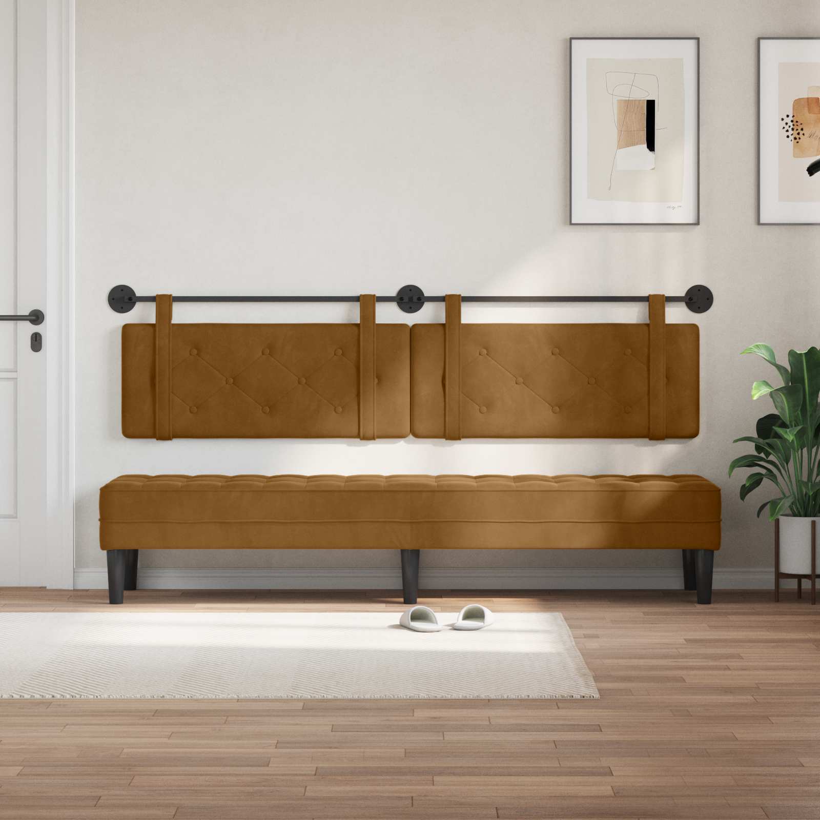Tête de lit suspendue Marron 210 x 55 x 5 cm Velours - XIOS