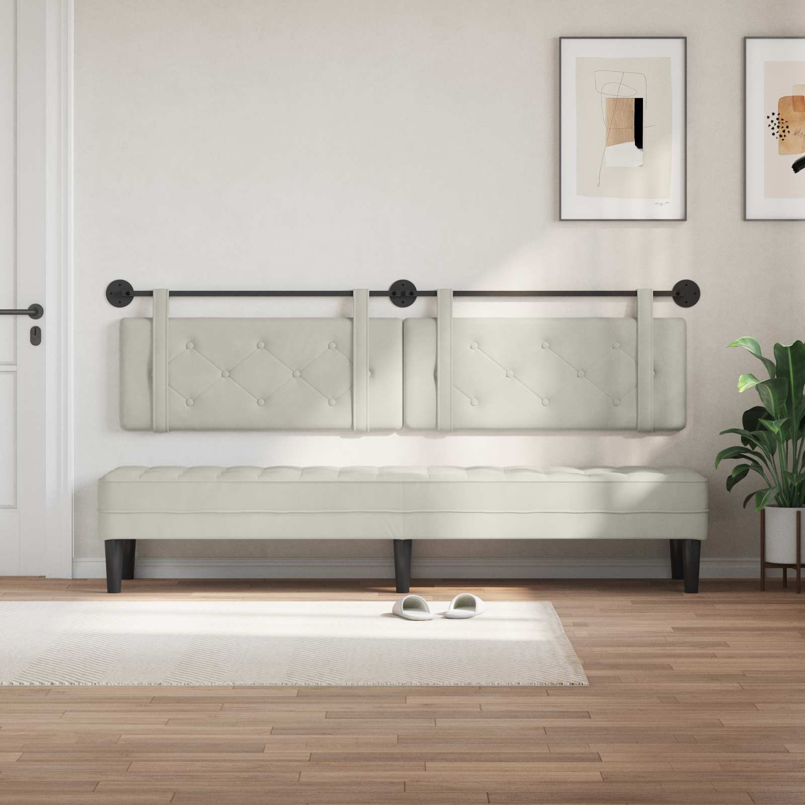 Tête de lit suspendue Crème 210 x 55 x 5 cm Velours - XIOS