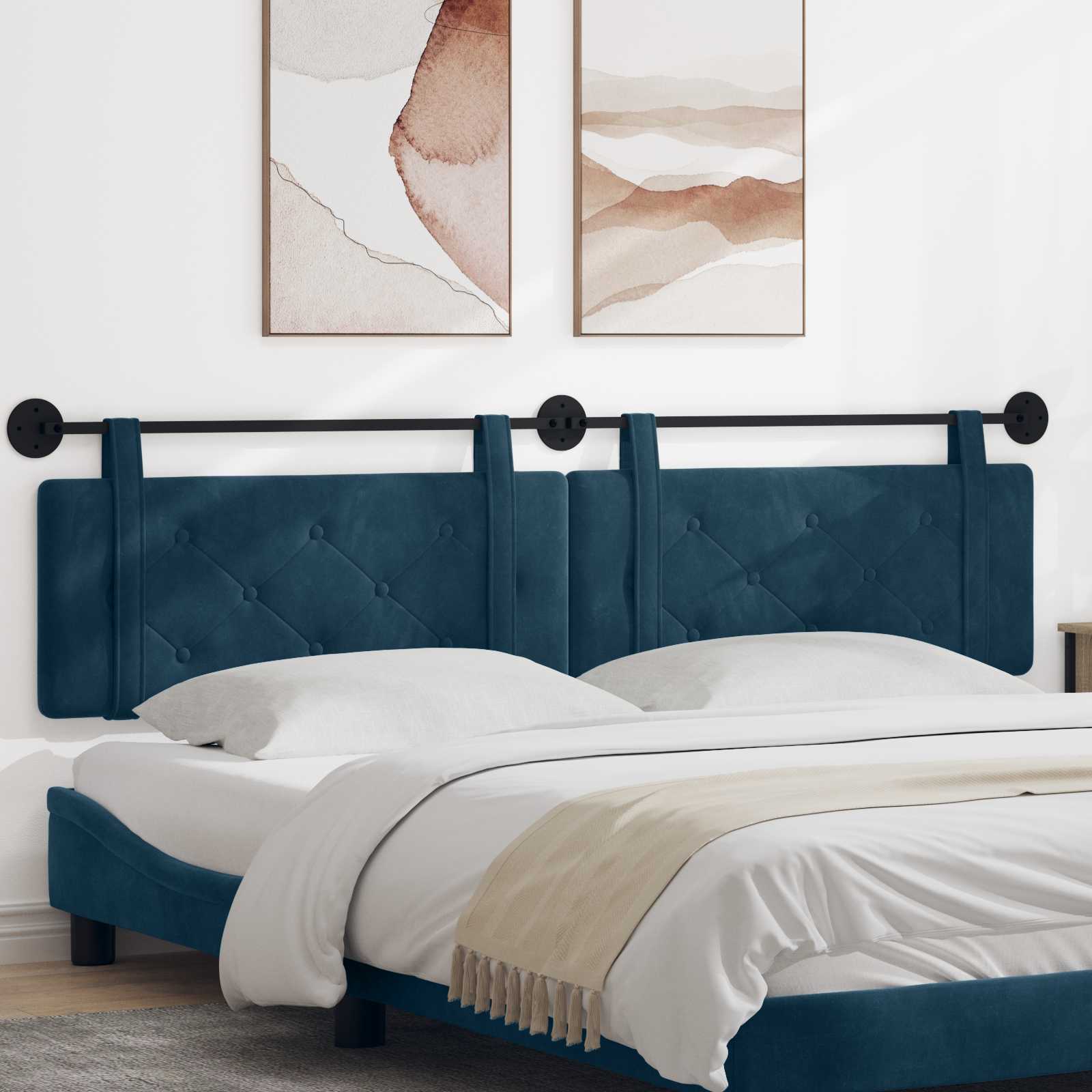 Tête de lit suspendue Bleu 210 x 55 x 5 cm Velours - XIOS
