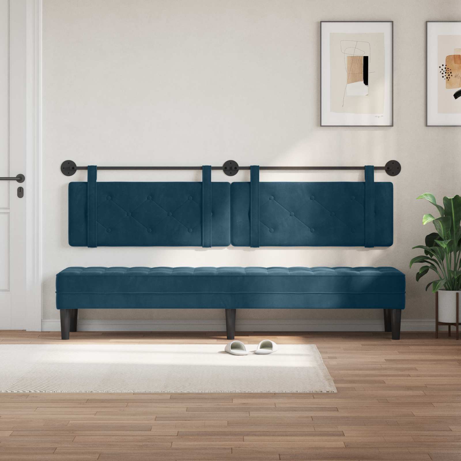 Tête de lit suspendue Bleu 210 x 55 x 5 cm Velours - XIOS