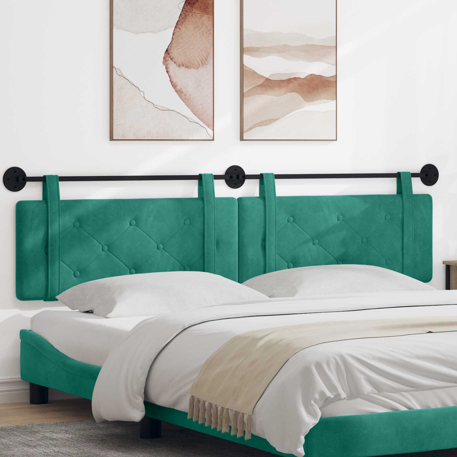 Tête de lit suspendue Turquoise 210 x 55 x 5 cm Velours - XIOS