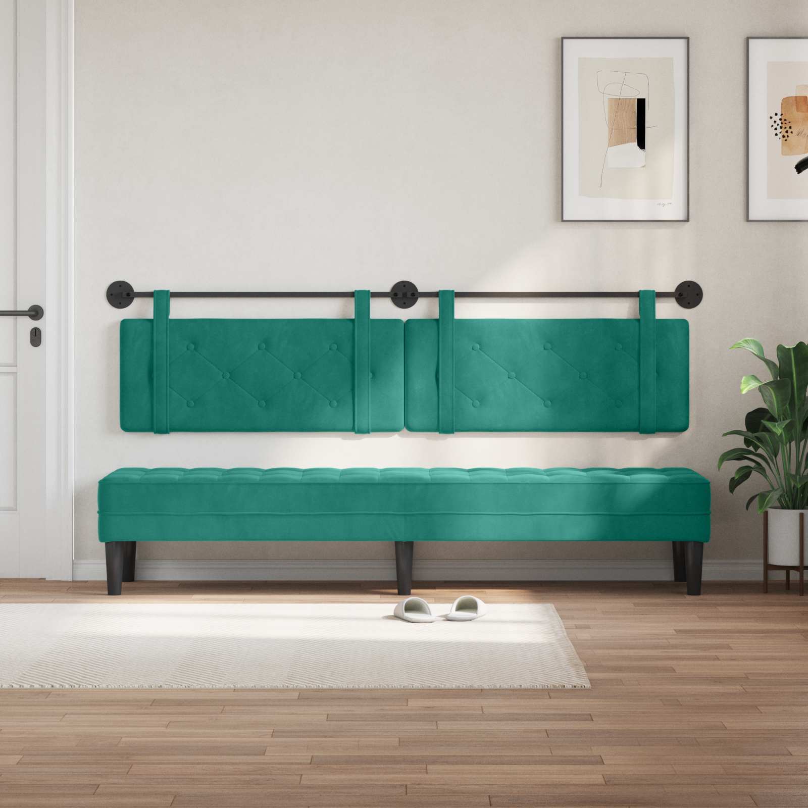 Tête de lit suspendue Turquoise 210 x 55 x 5 cm Velours - XIOS
