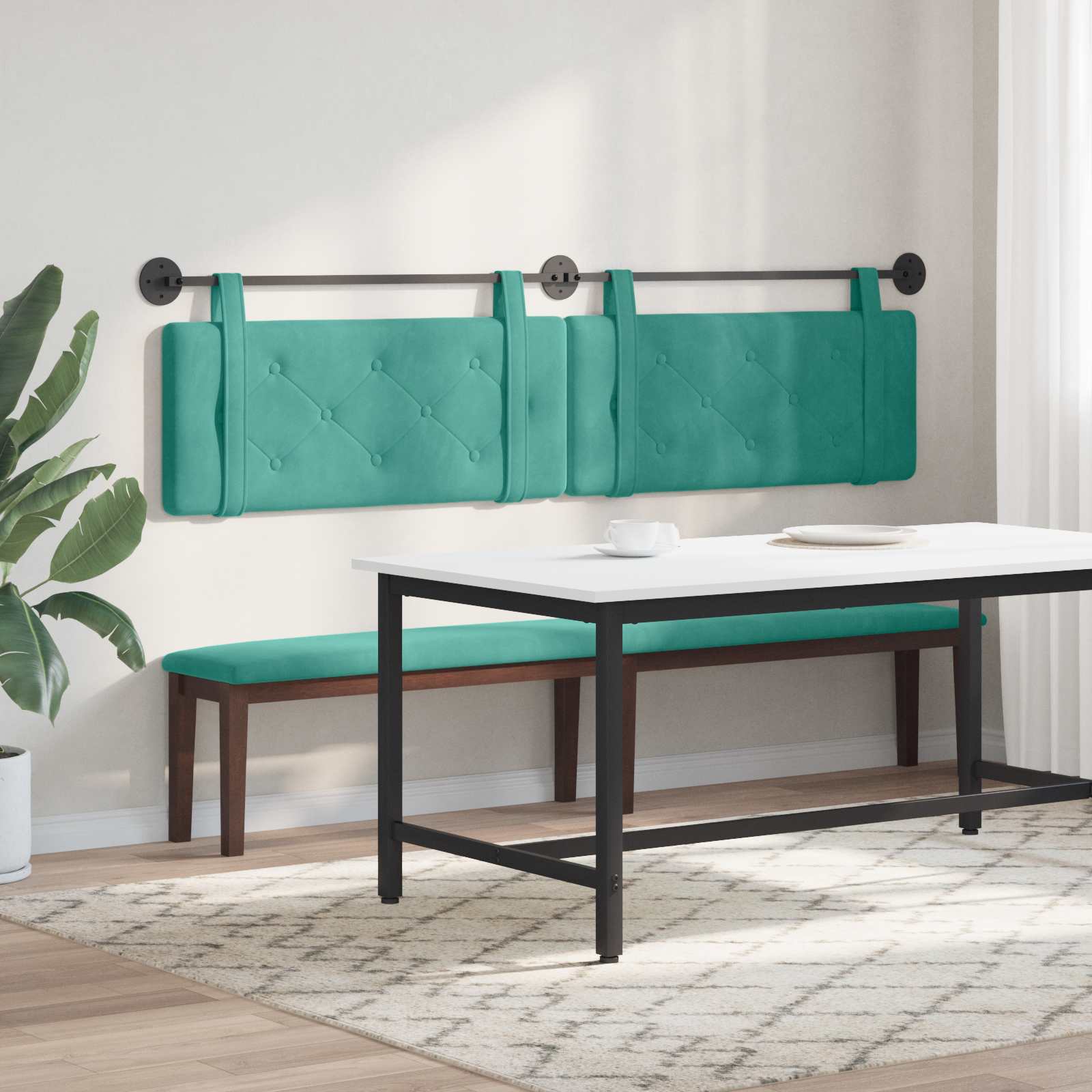 Tête de lit suspendue Turquoise 210 x 55 x 5 cm Velours - XIOS