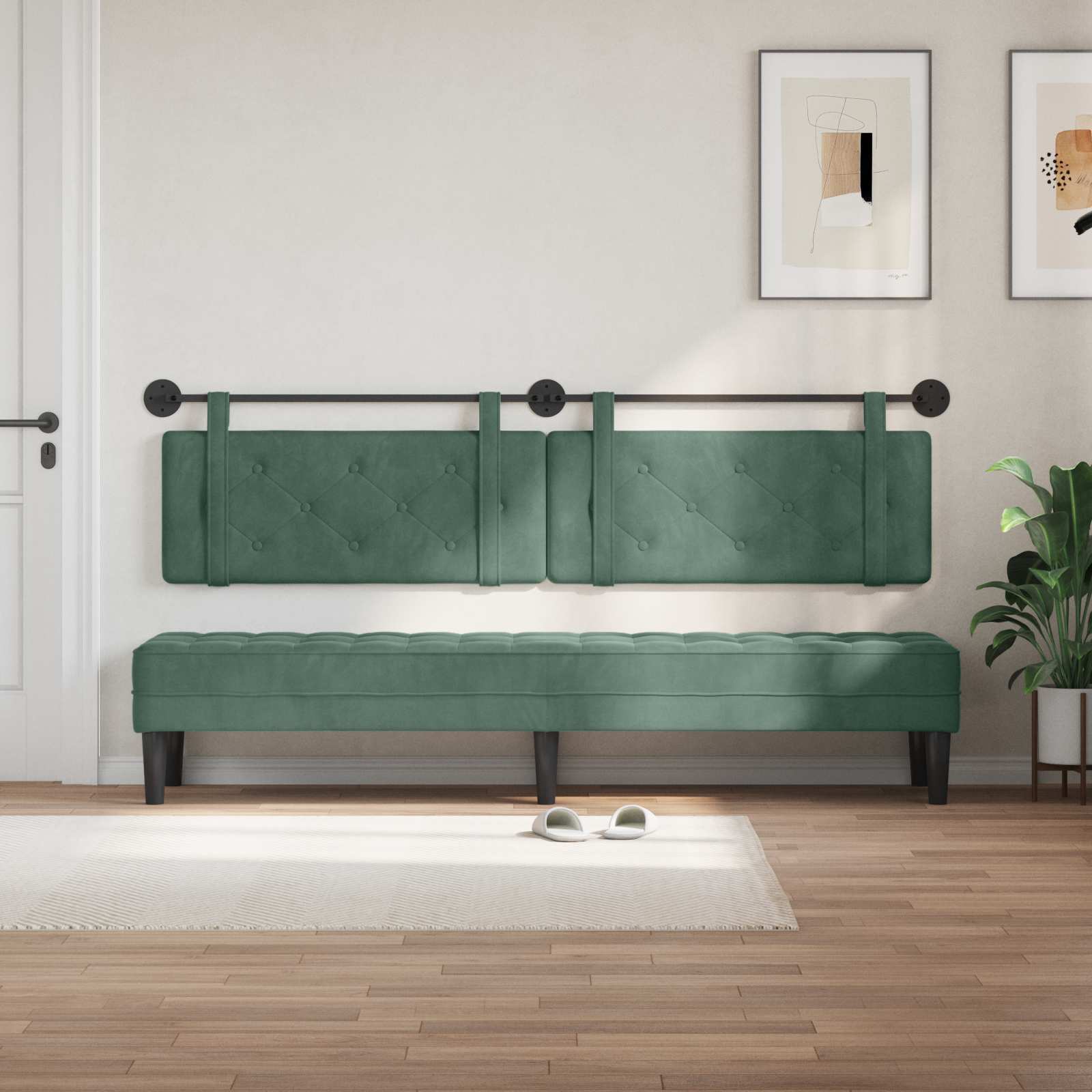 Tête de lit suspendue Vert Mer 210 x 55 x 5 cm Velours - XIOS