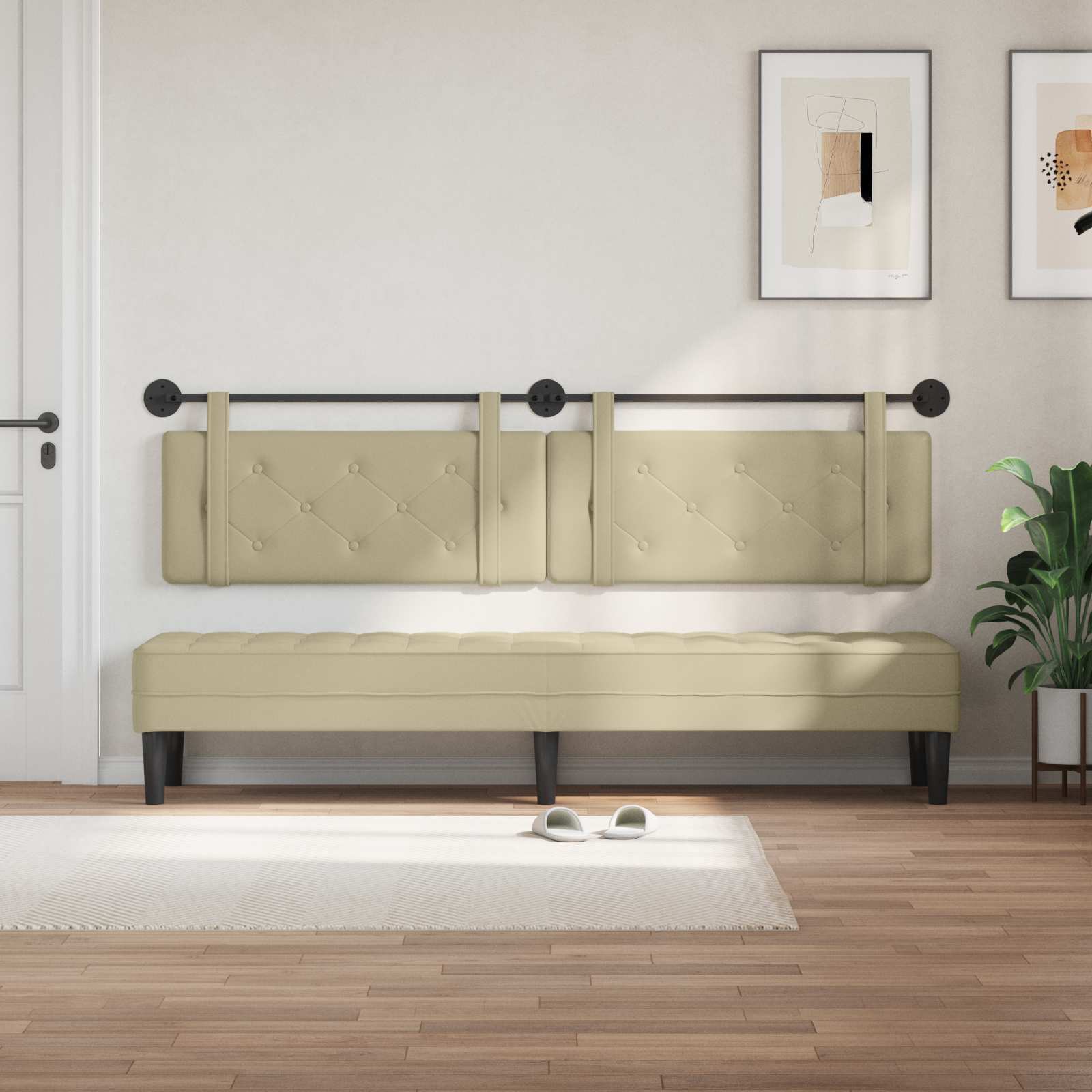 Tête de lit suspendue Crème 210 x 55 x 5 cm Simili cuir - XIOS