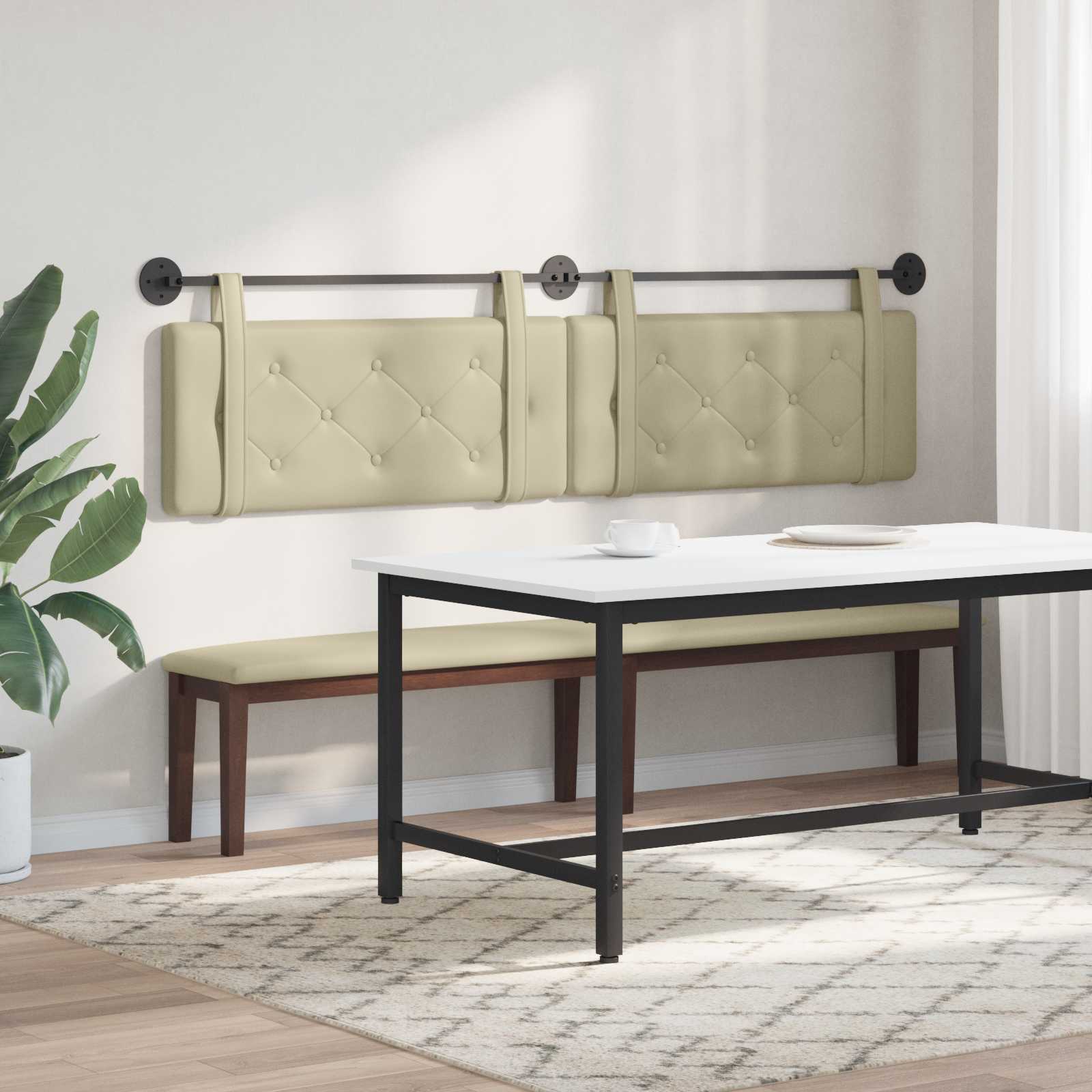 Tête de lit suspendue Crème 210 x 55 x 5 cm Simili cuir - XIOS