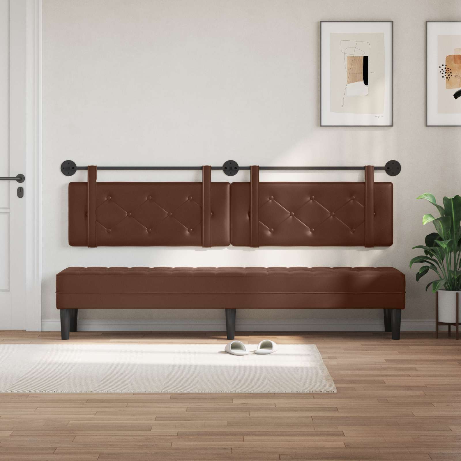Tête de lit suspendue Marron 210 x 55 x 5 cm Simili cuir - XIOS