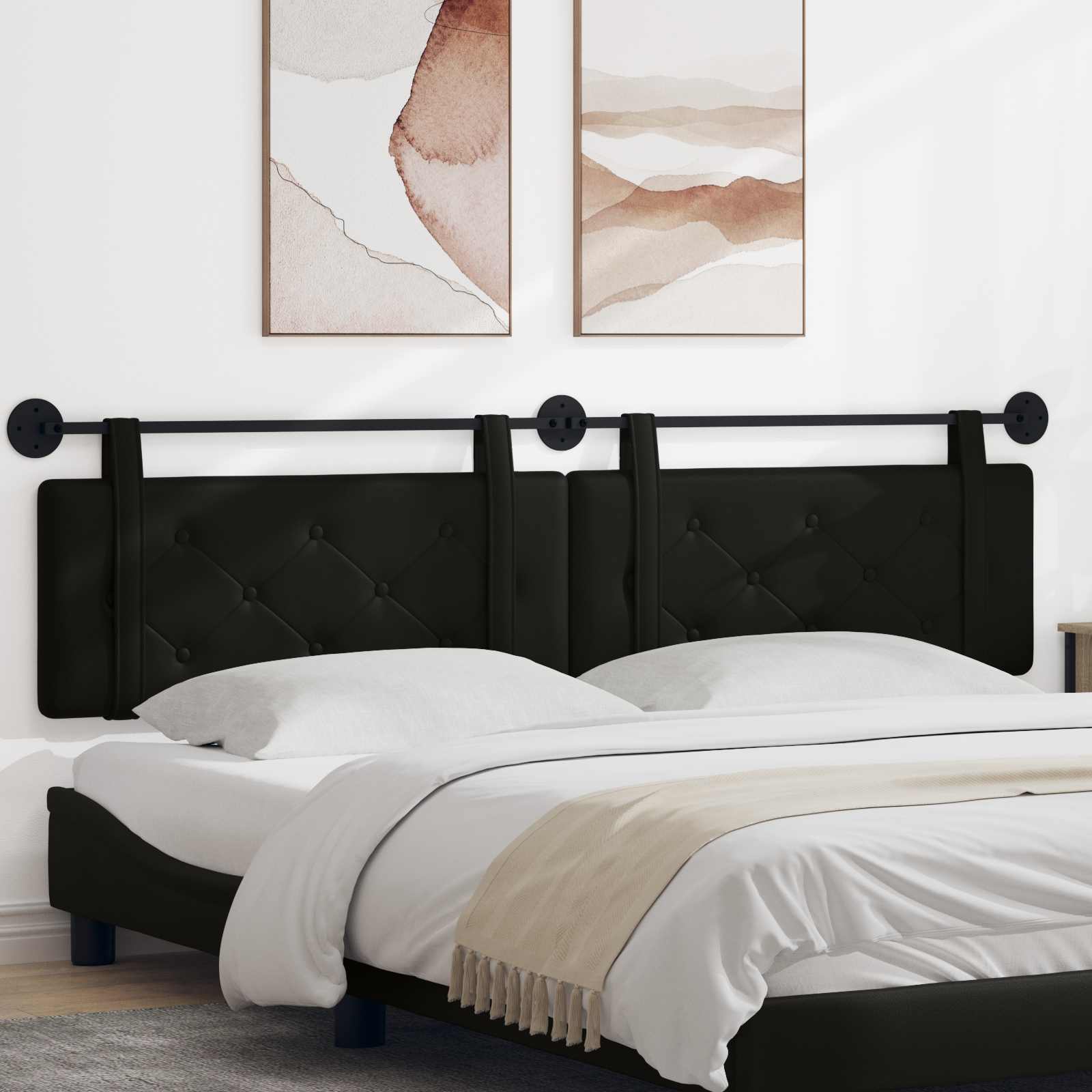 Tête de lit suspendue Noir 210 x 55 x 5 cm Simili cuir - XIOS