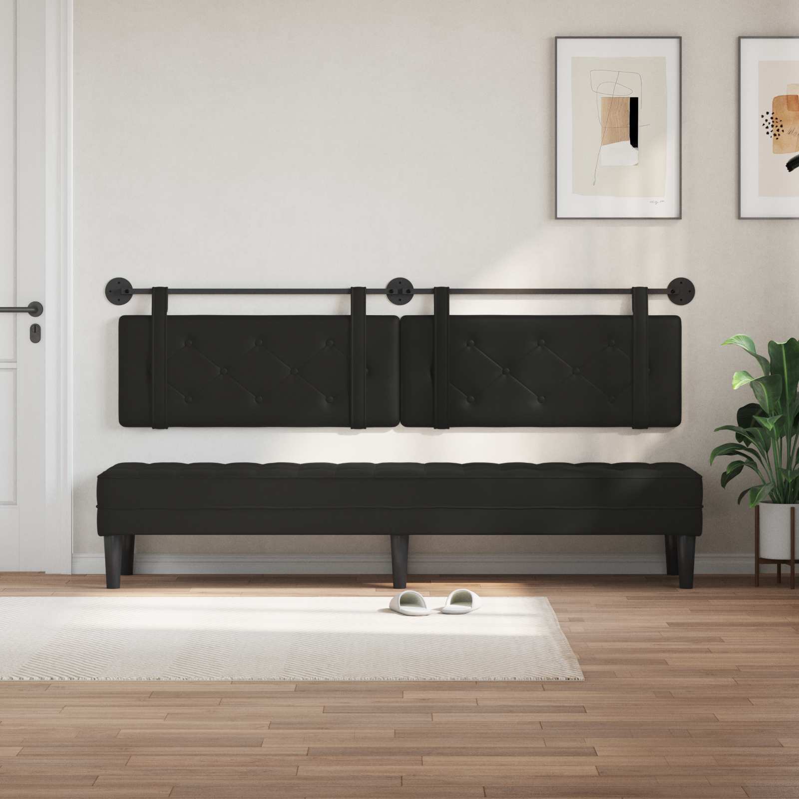 Tête de lit suspendue Noir 210 x 55 x 5 cm Simili cuir - XIOS