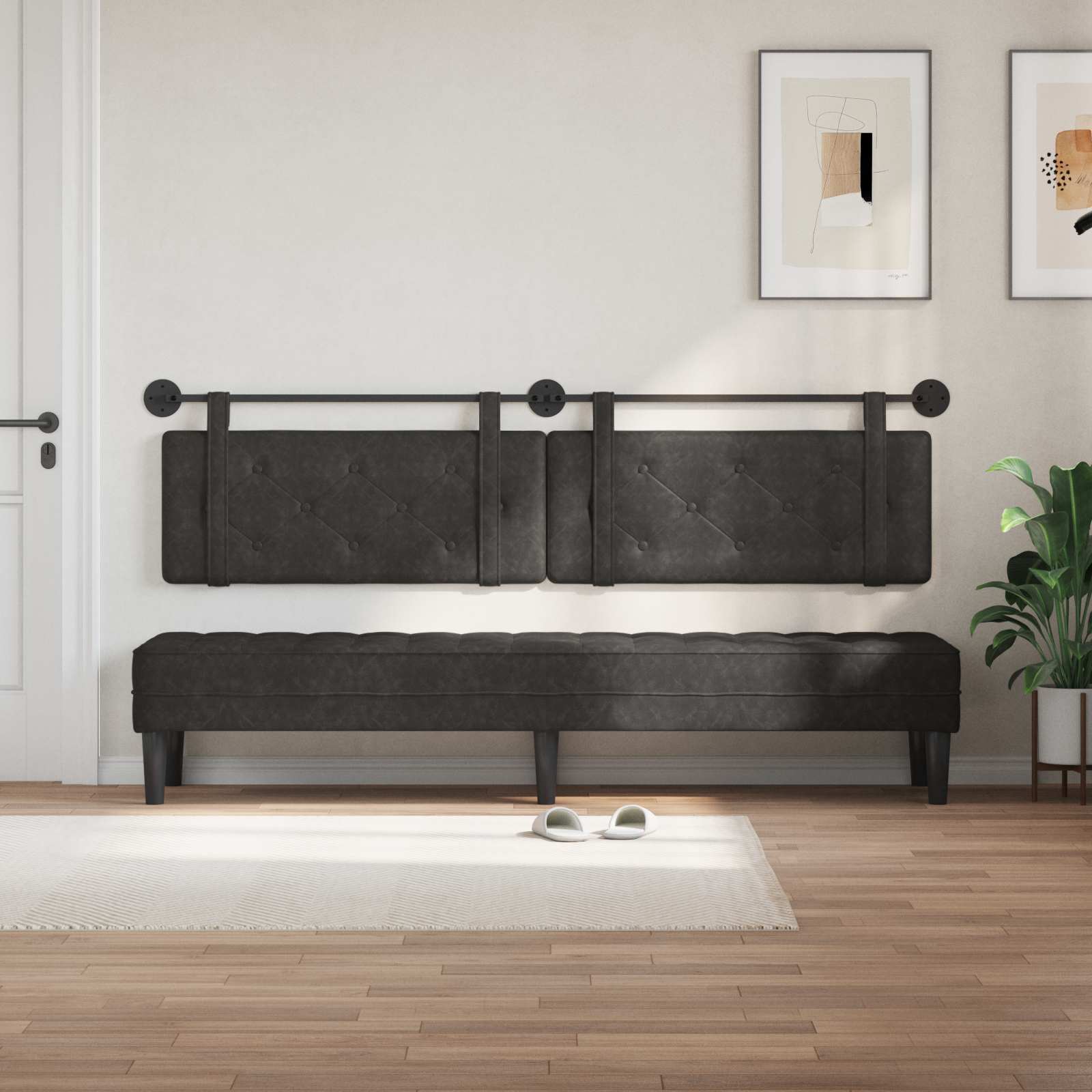 Tête de lit suspendue Noir 210 x 55 x 5 cm PU antique - XIOS