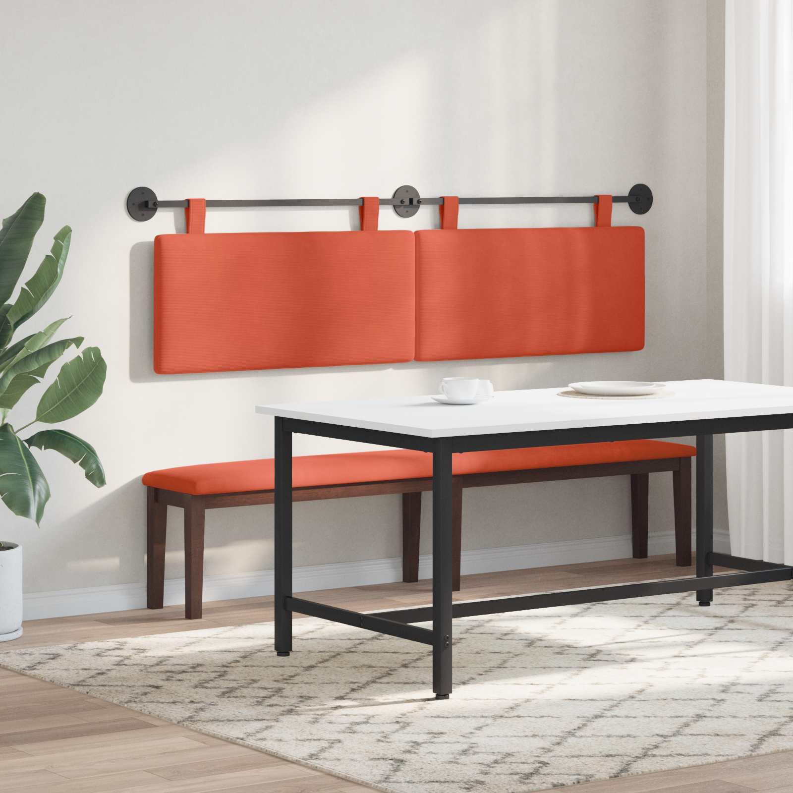 Tête de lit suspendue Rouge orange Tissu en velours côtelé - XIOS