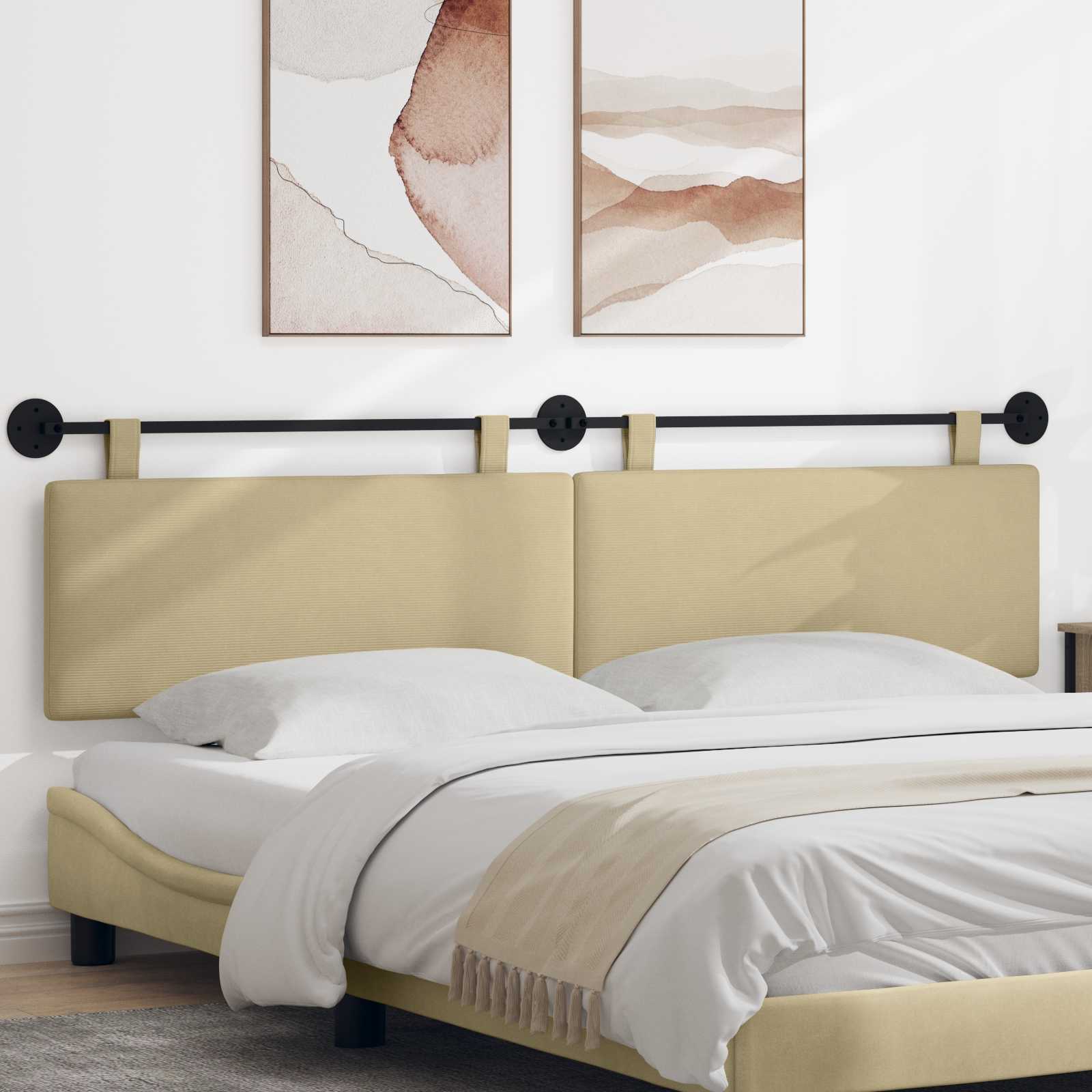 Tête de lit suspendue Gris Vert Clair Tissu en velours côtelé - XIOS