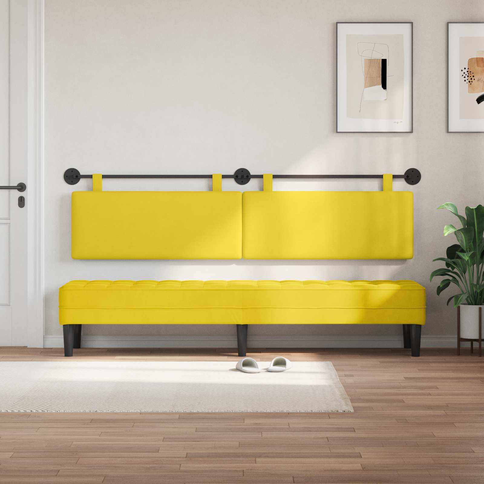 Tête de lit suspendue Jaune clair Tissu en velours côtelé - XIOS