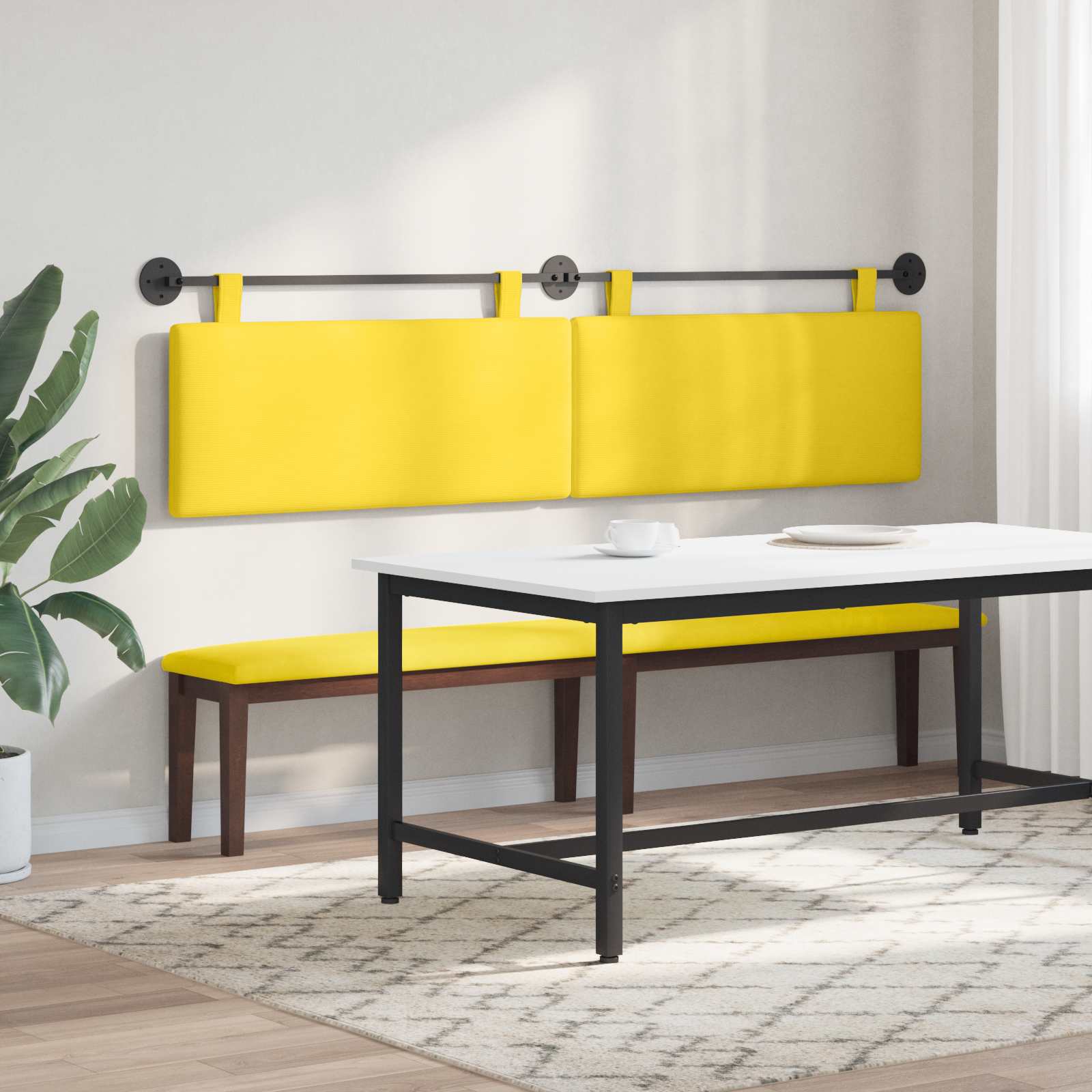 Tête de lit suspendue Jaune clair Tissu en velours côtelé - XIOS