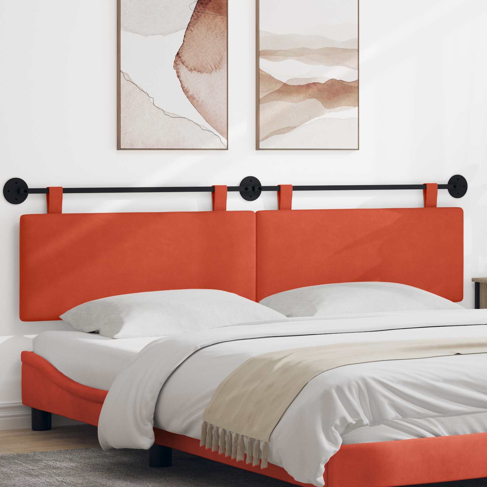 Tête de lit suspendue Rouge orange Tissu en velours côtelé - XIOS