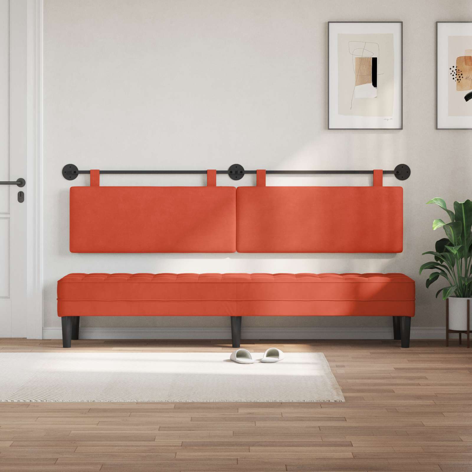 Tête de lit suspendue Rouge orange Tissu en velours côtelé - XIOS