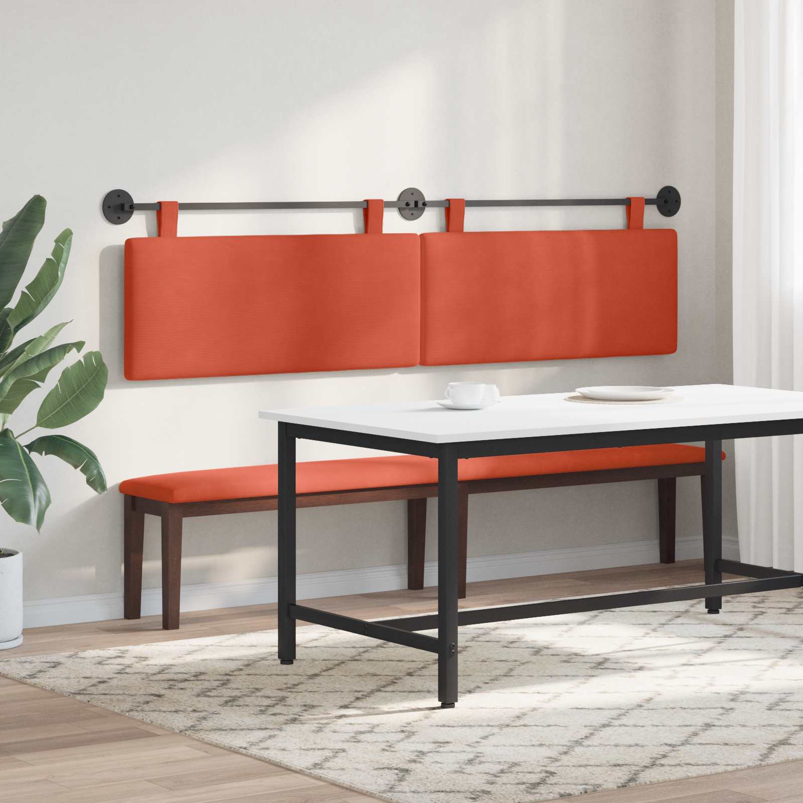 Tête de lit suspendue Rouge orange Tissu en velours côtelé - XIOS