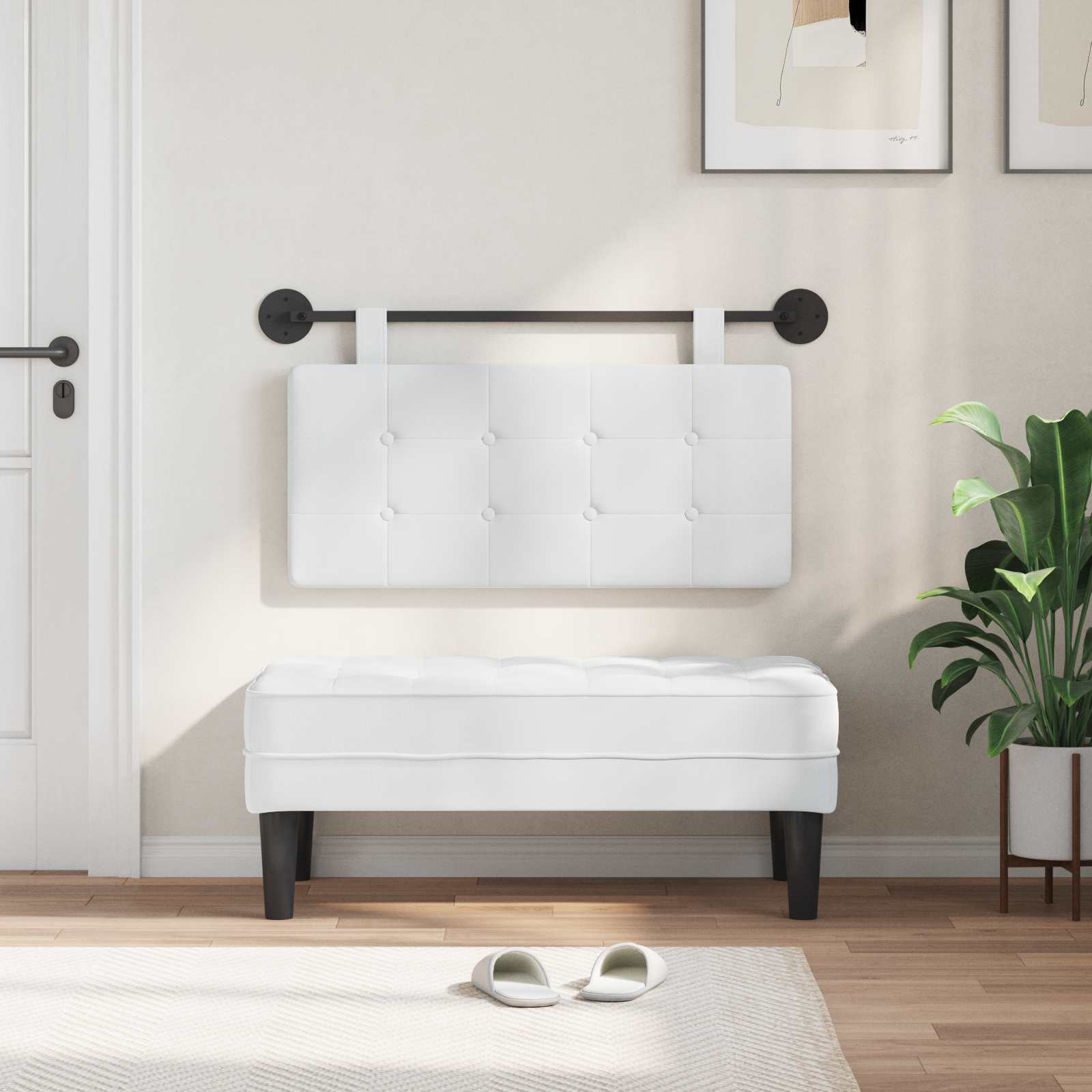 Tête de lit suspendue Montage mural Blanc 100 x 55 x 5 cm tissu - XIOS