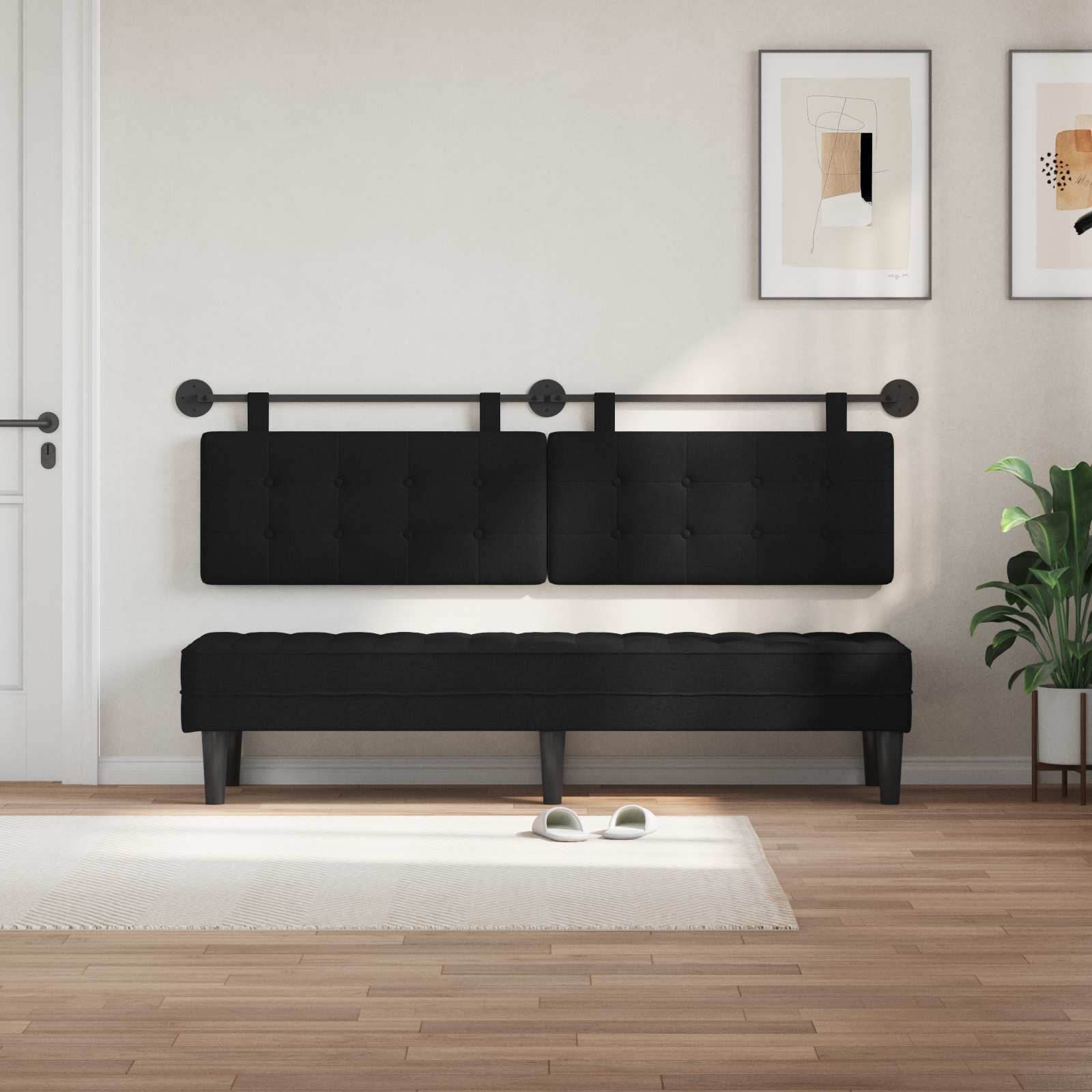 Tête de lit suspendue Noir tissu - XIOS