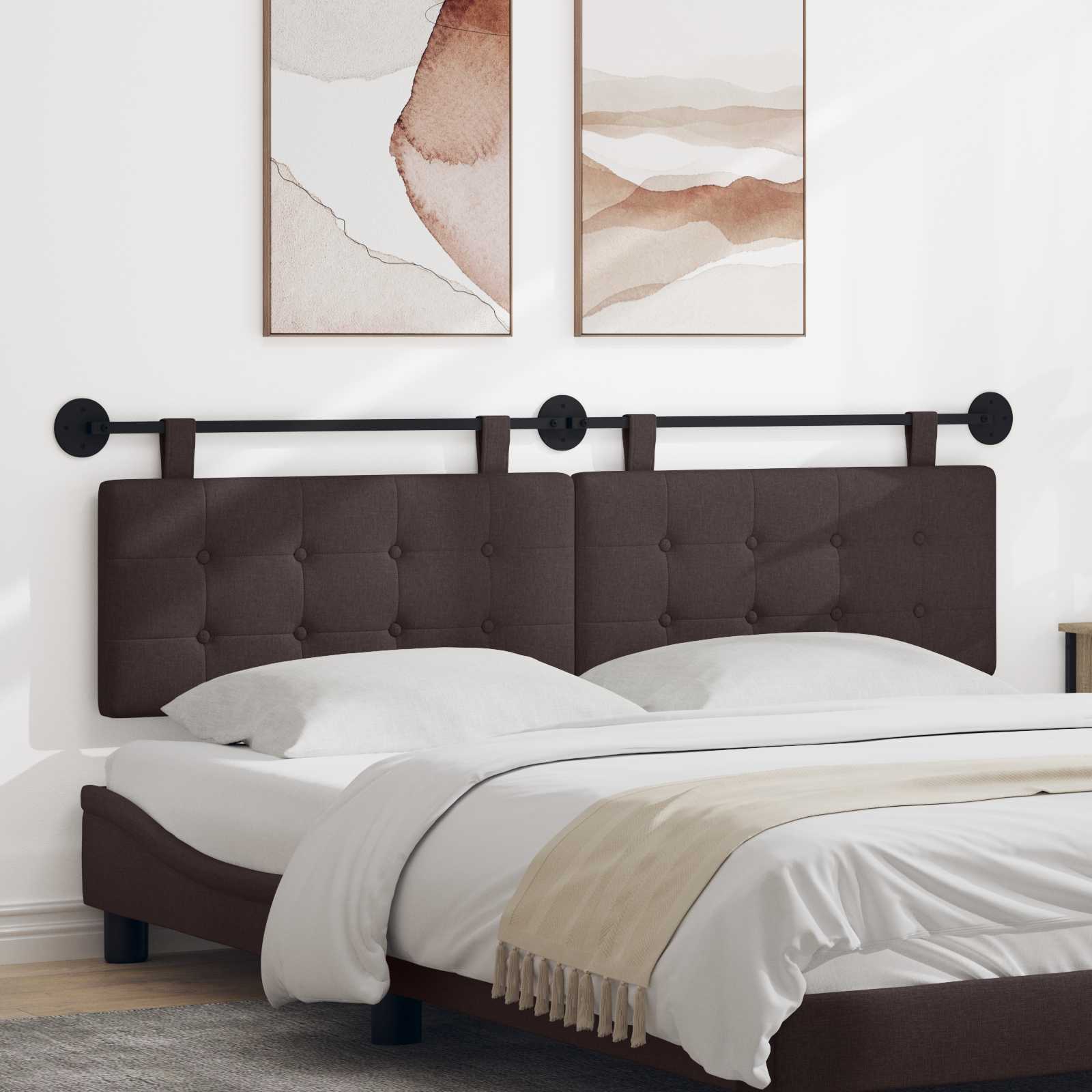 Tête de lit suspendue Marron foncé tissu - XIOS