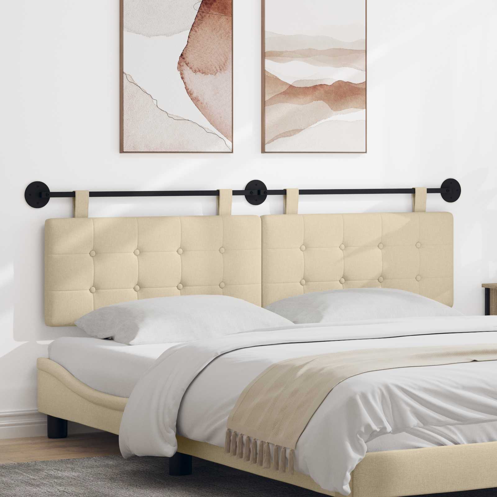 Tête de lit suspendue Montage mural Crème 190 x 55 x 5 cm tissu - XIOS