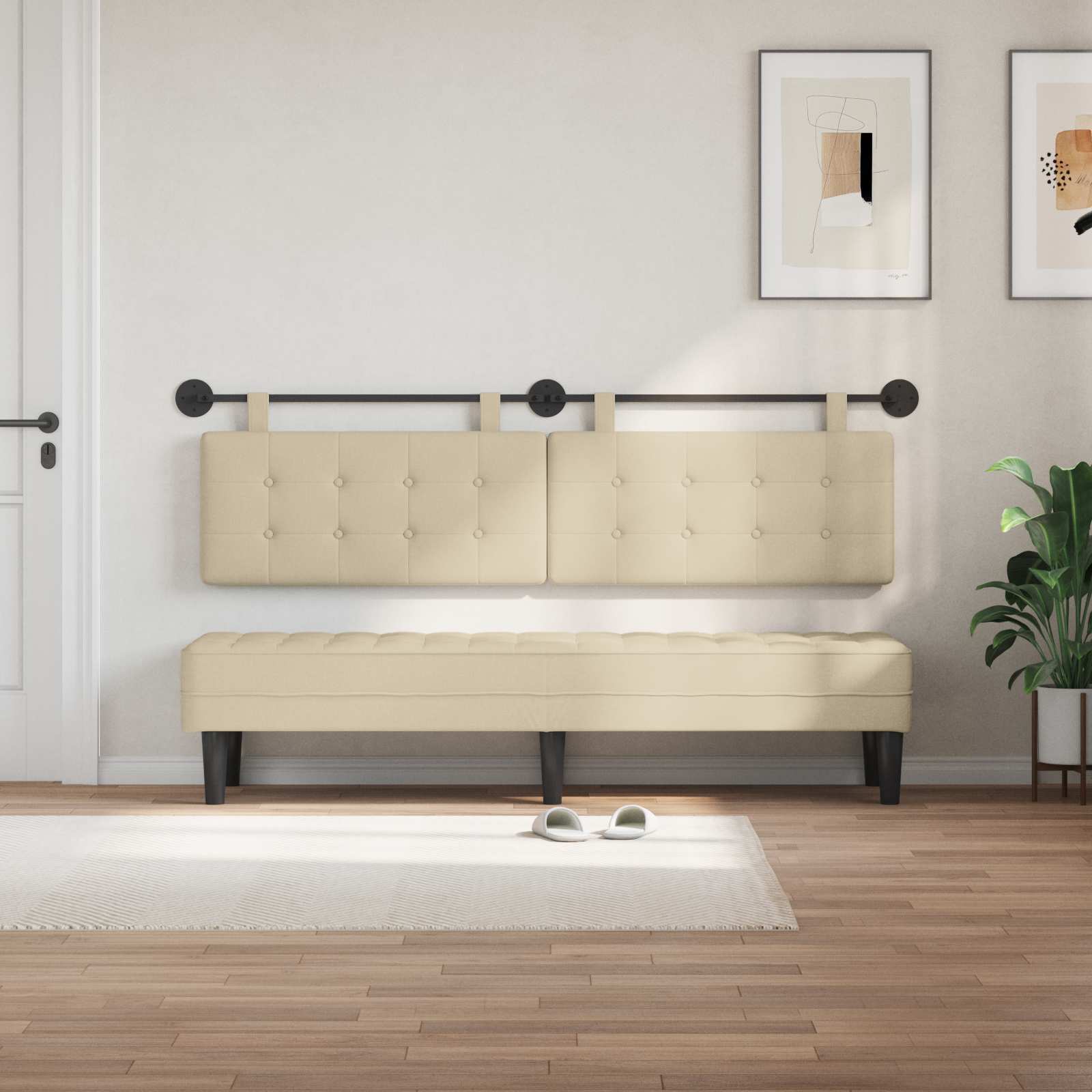 Tête de lit suspendue Montage mural Crème 190 x 55 x 5 cm tissu - XIOS