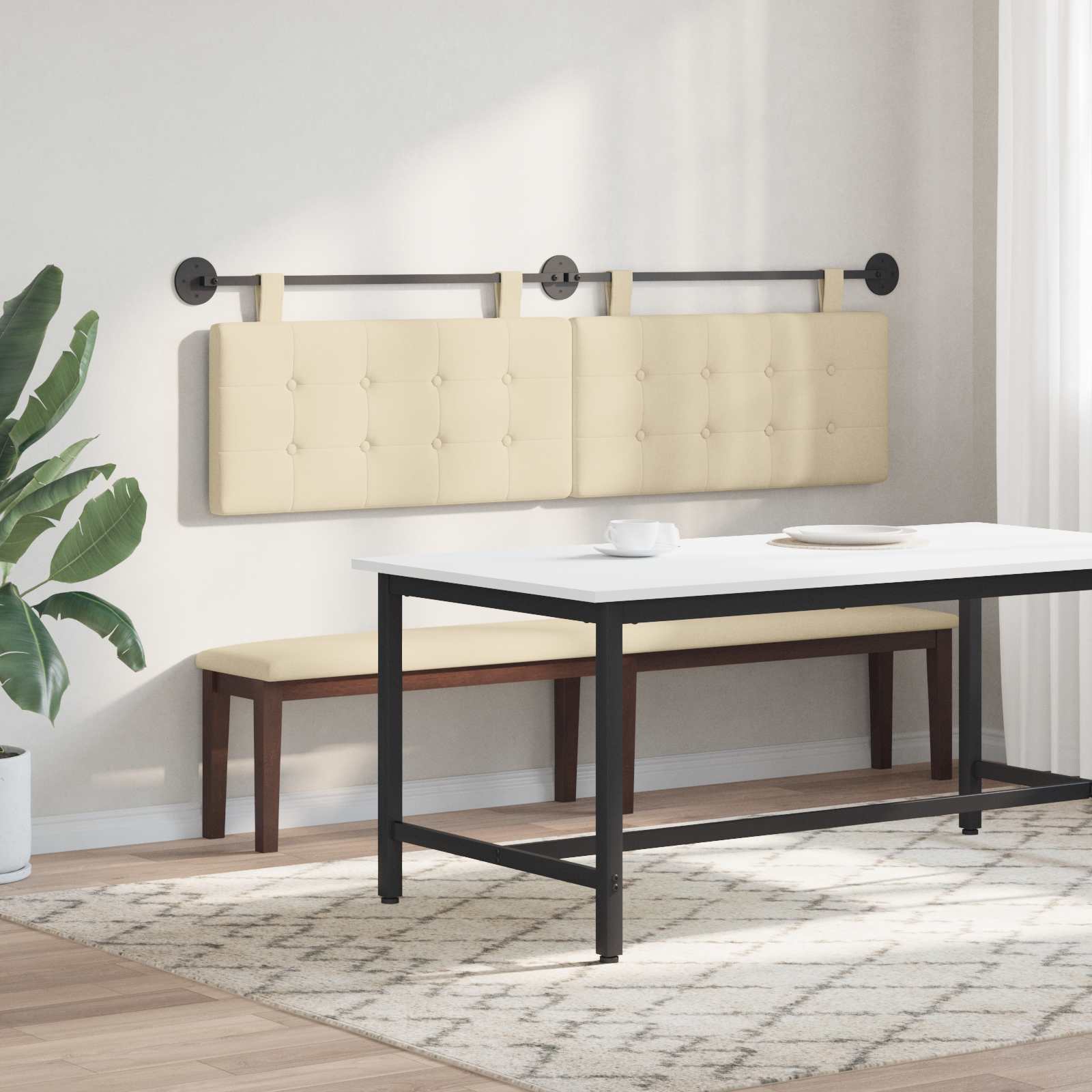 Tête de lit suspendue Montage mural Crème 190 x 55 x 5 cm tissu - XIOS