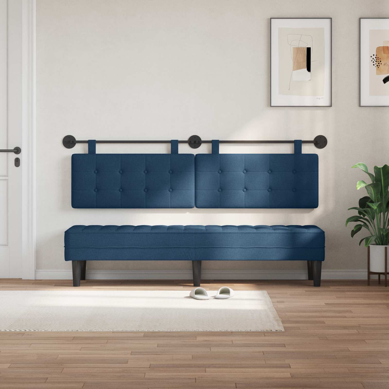 Tête de lit suspendue Montage mural Bleu 190 x 55 x 5 cm tissu - XIOS