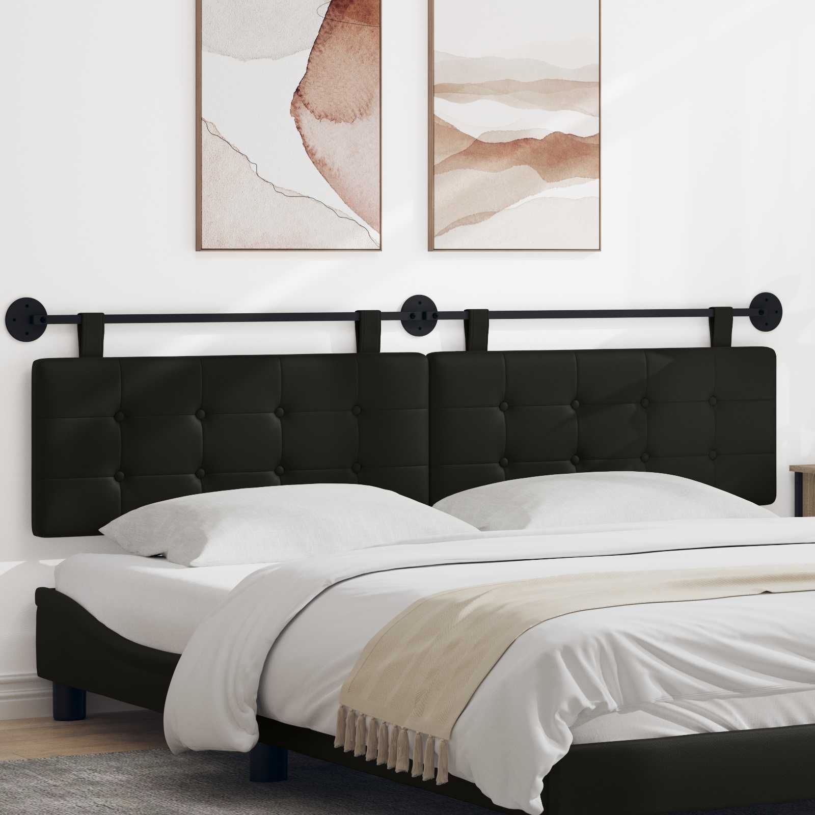 Tête de lit suspendue Noir Simili cuir - XIOS