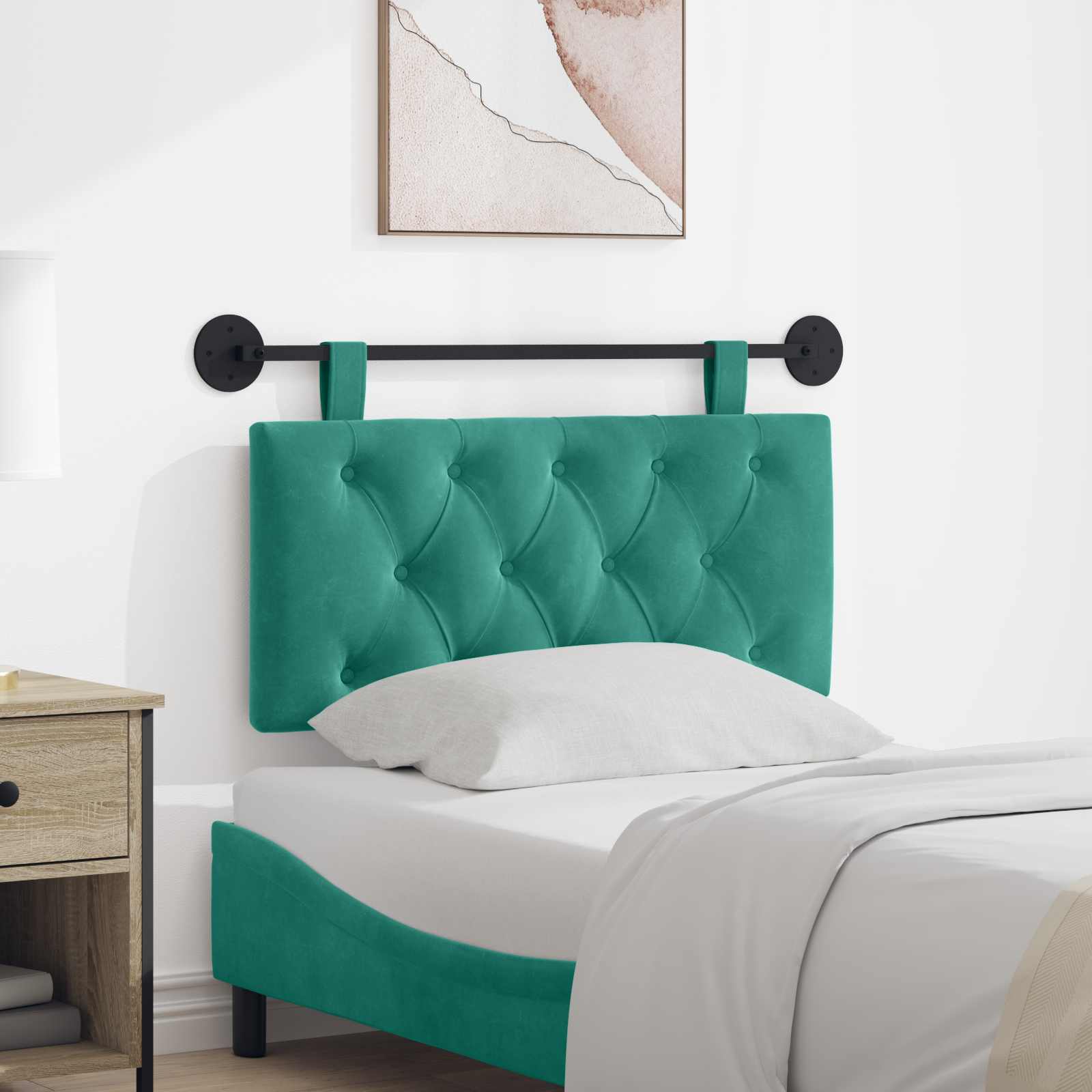 Tête de lit suspendue Turquoise 90 x 55 x 7 cm Velours - XIOS