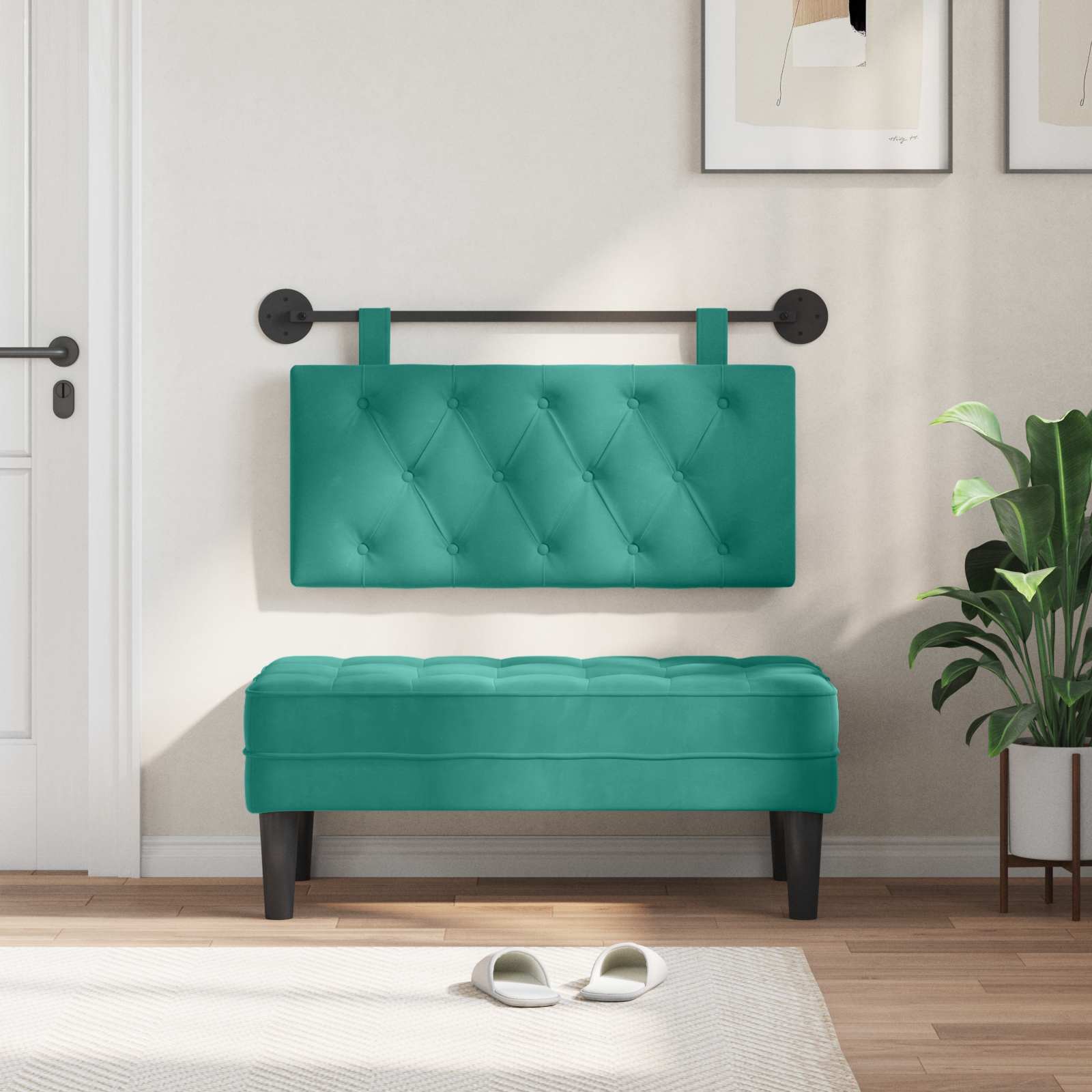 Tête de lit suspendue Turquoise 90 x 55 x 7 cm Velours - XIOS
