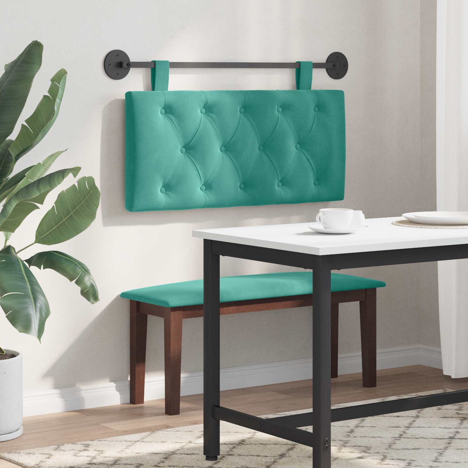 Tête de lit suspendue Turquoise 90 x 55 x 7 cm Velours - XIOS