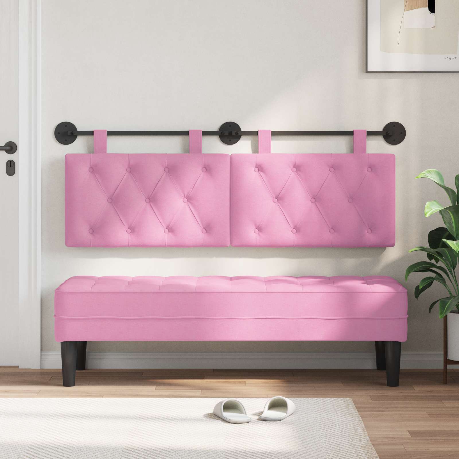 Tête de lit suspendue Rose Tissu - XIOS