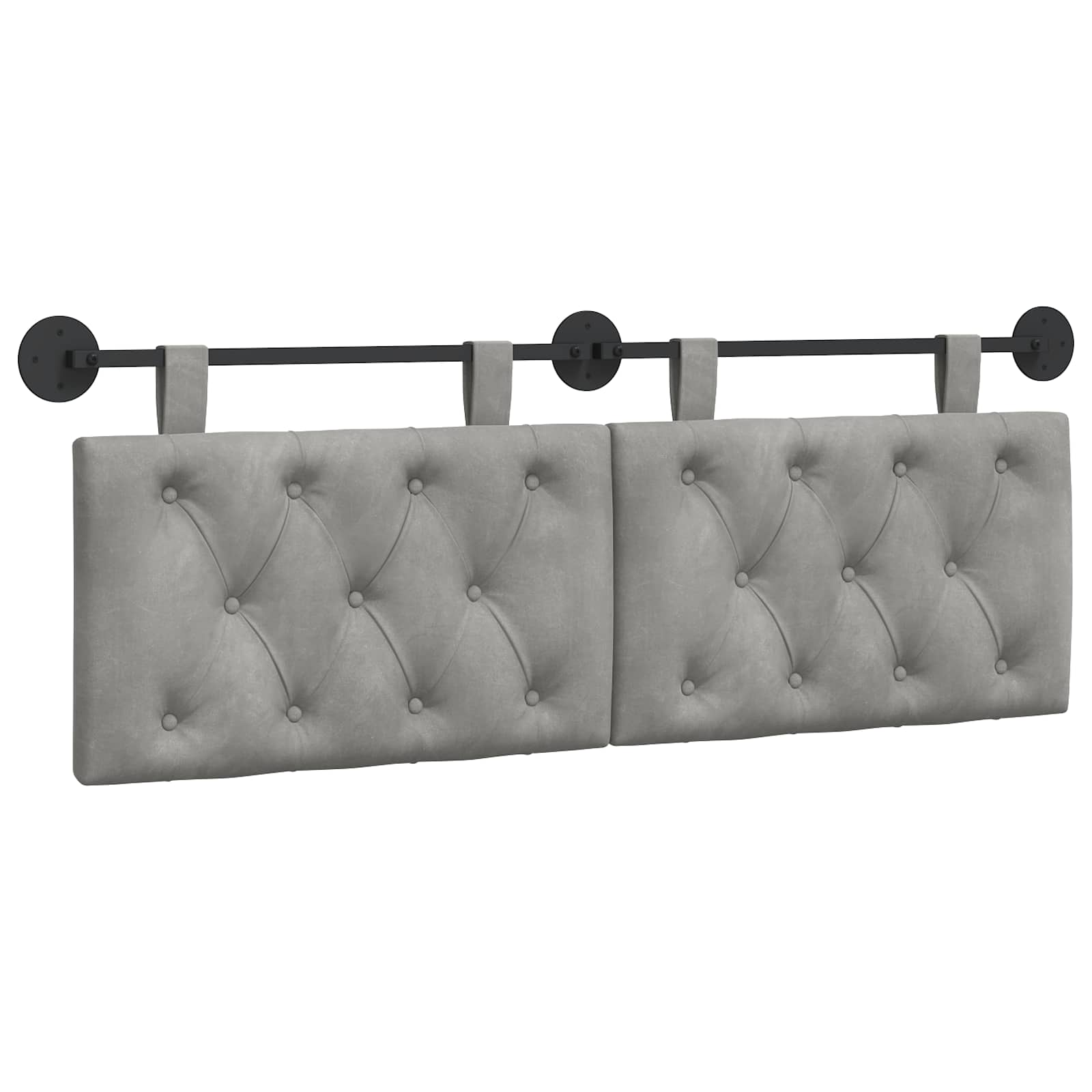 Tête de lit suspendue Avec lumière LED Gris clair Velours - XIOS